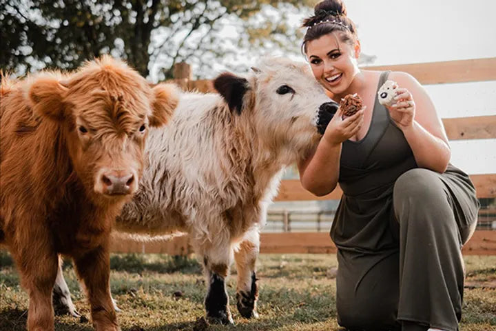Katie Van Slyke with mini cows