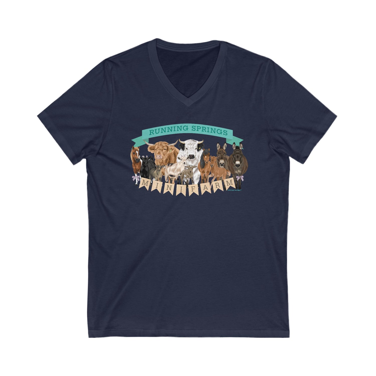 2025 Mini Farm V-Neck T-Shirt by Katie Van Slyke™ Navy