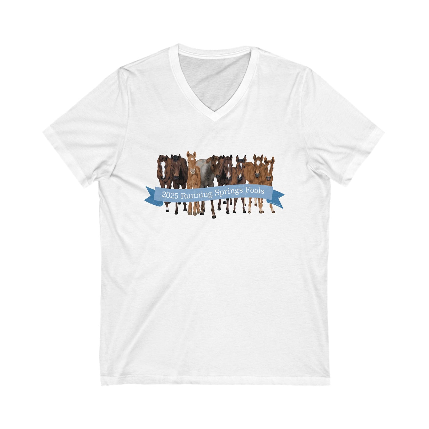 2025 Running Springs Foals V-Neck T-Shirt by Katie Van Slyke™ White