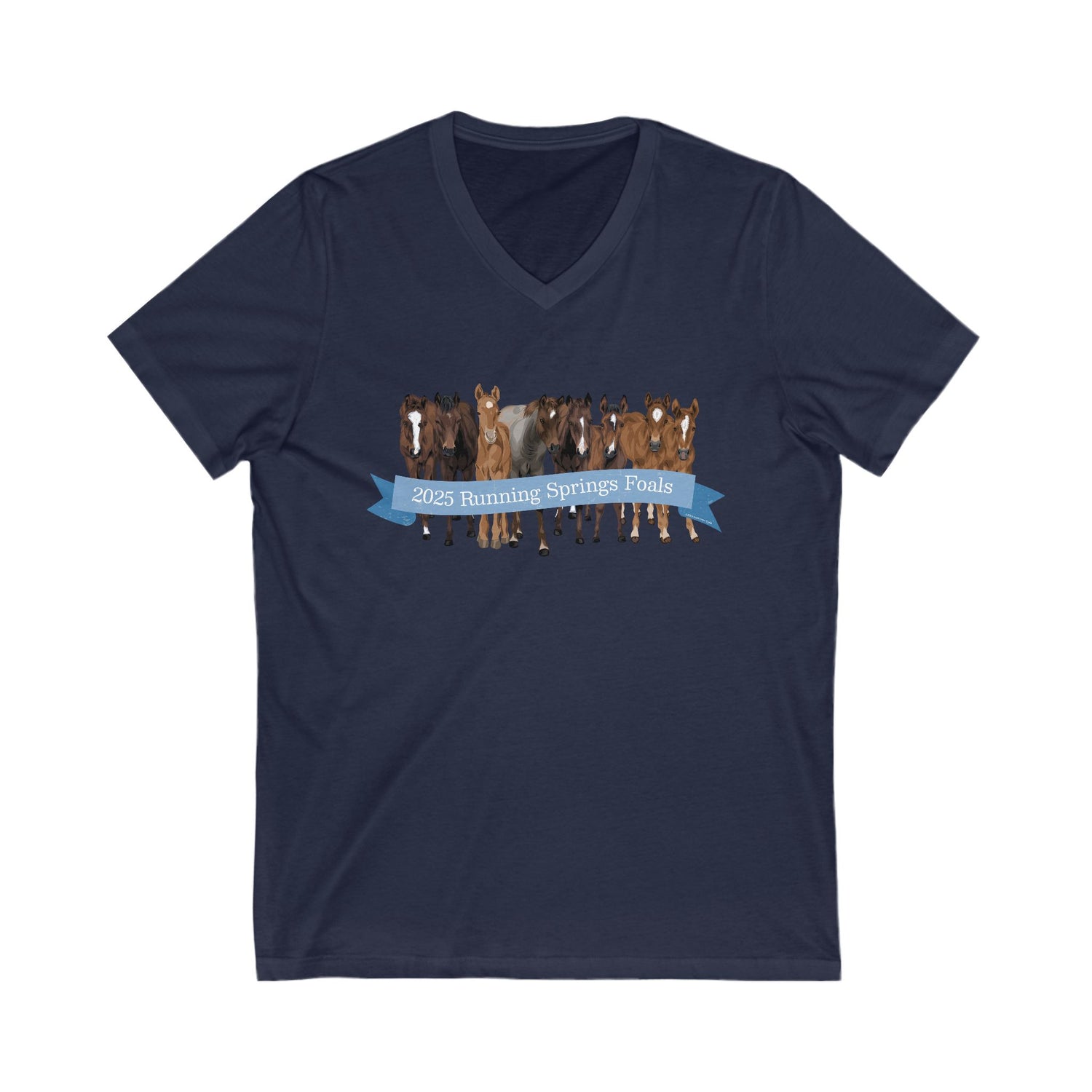 2025 Running Springs Foals V-Neck T-Shirt by Katie Van Slyke™ Navy