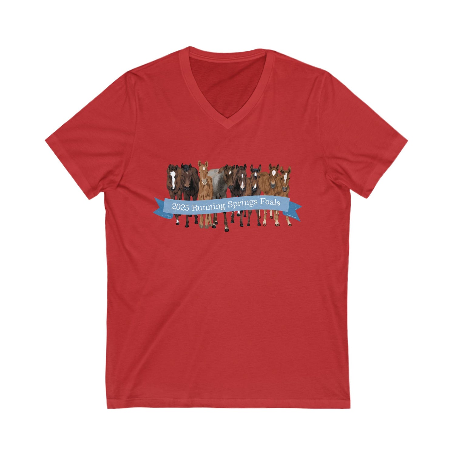 2025 Running Springs Foals V-Neck T-Shirt by Katie Van Slyke™ Red