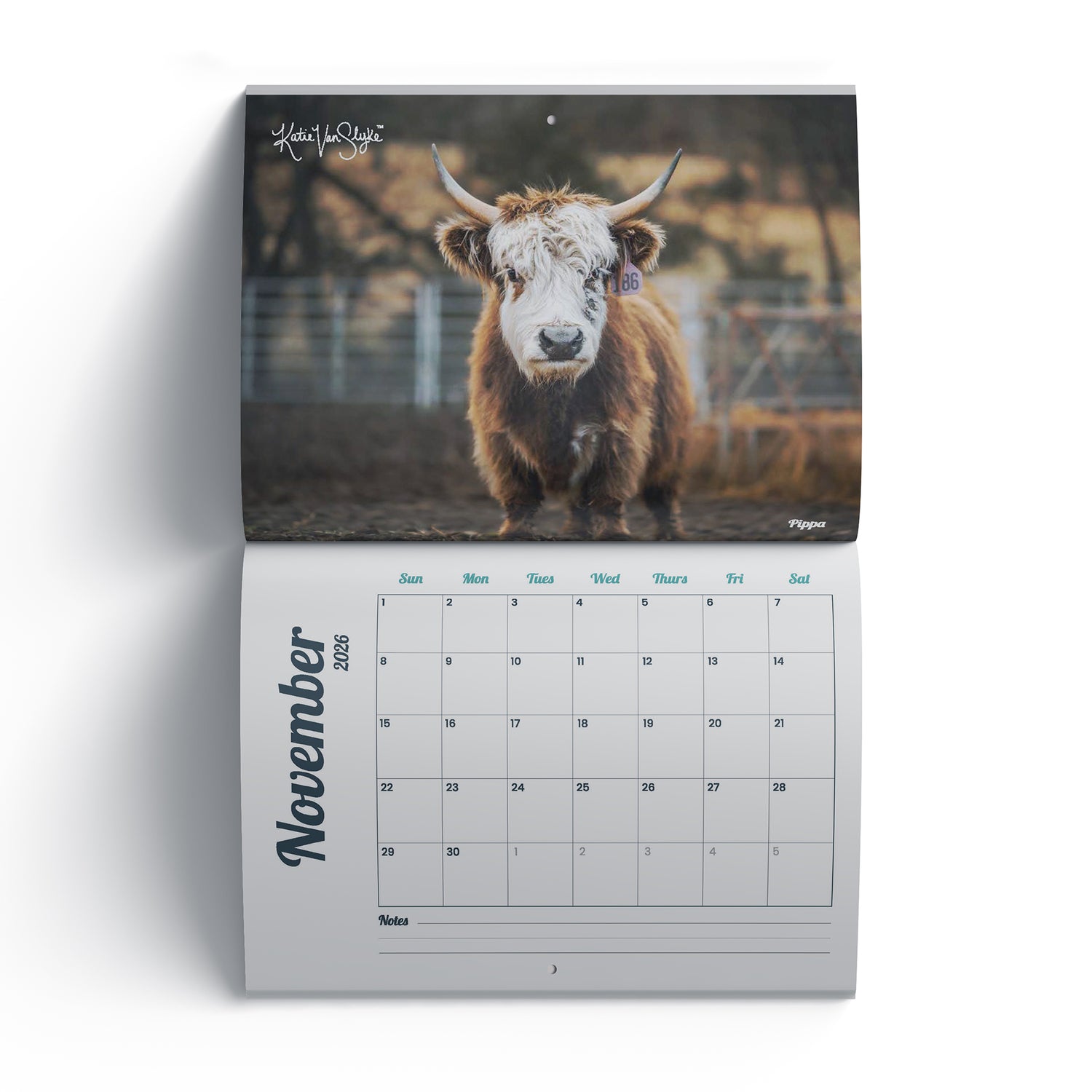 2026 Mini Cow Calendar by Katie Van Slyke™ November
