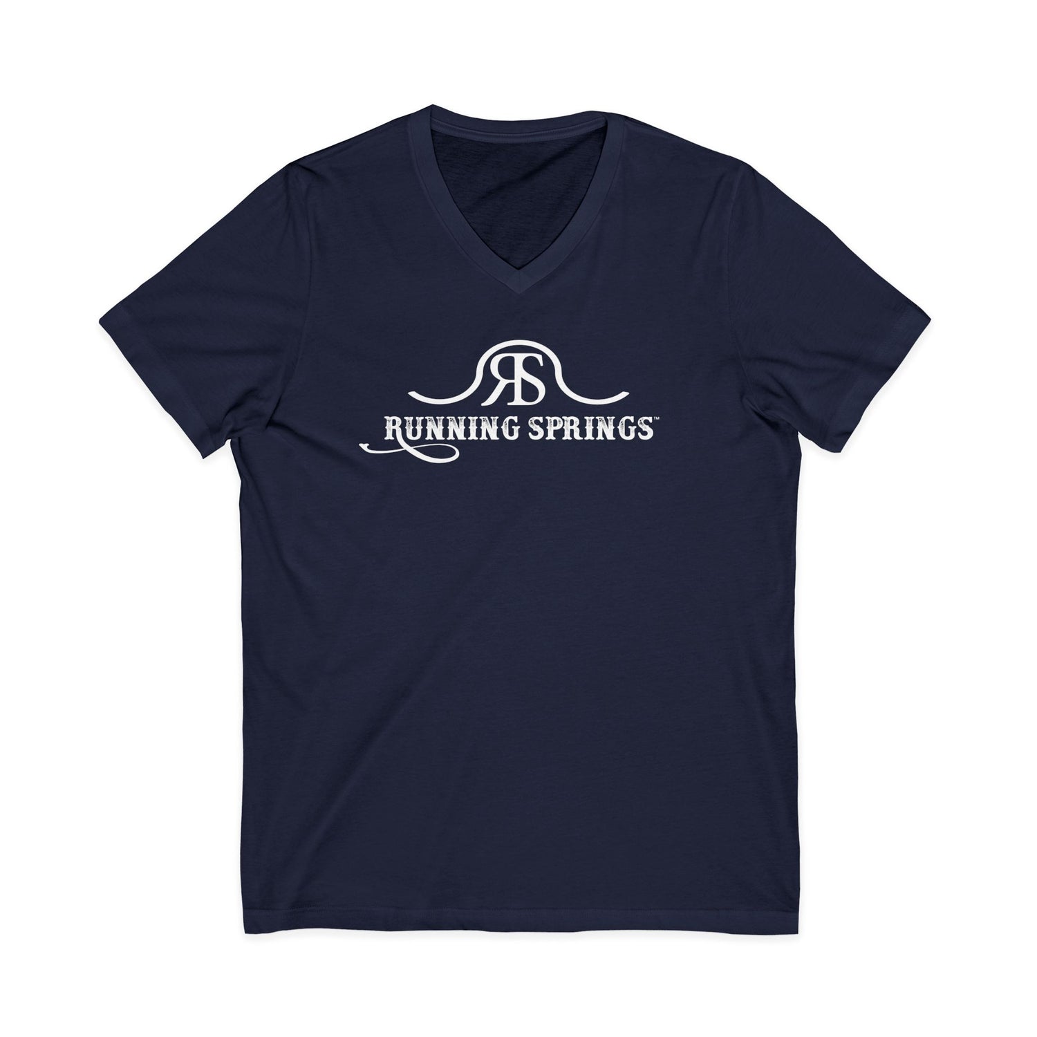 2026 Running Springs V-Neck T-Shirt by Katie Van Slyke® Navy