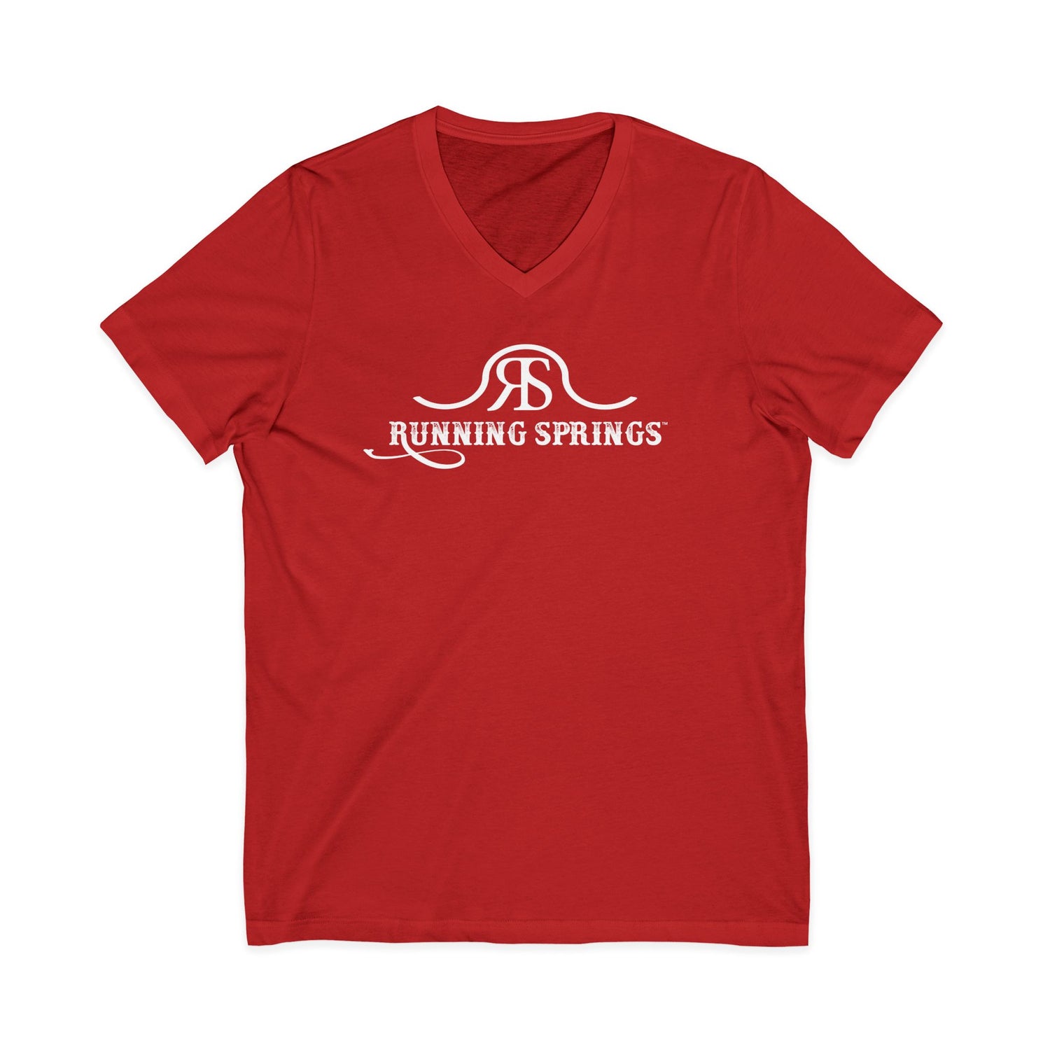 2026 Running Springs V-Neck T-Shirt by Katie Van Slyke® Red