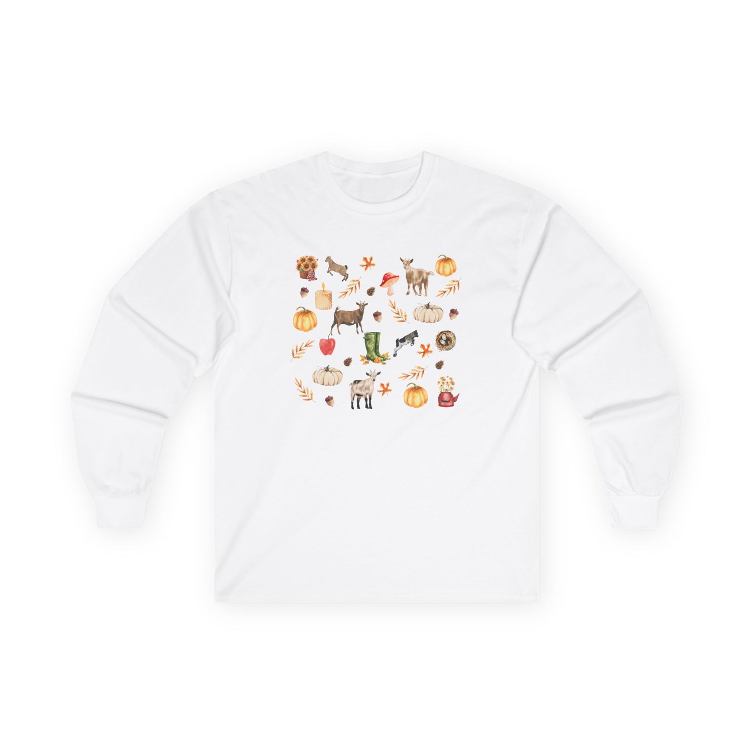 Autumn Goaties Long Sleeve T-Shirt by Katie Van Slyke™ White