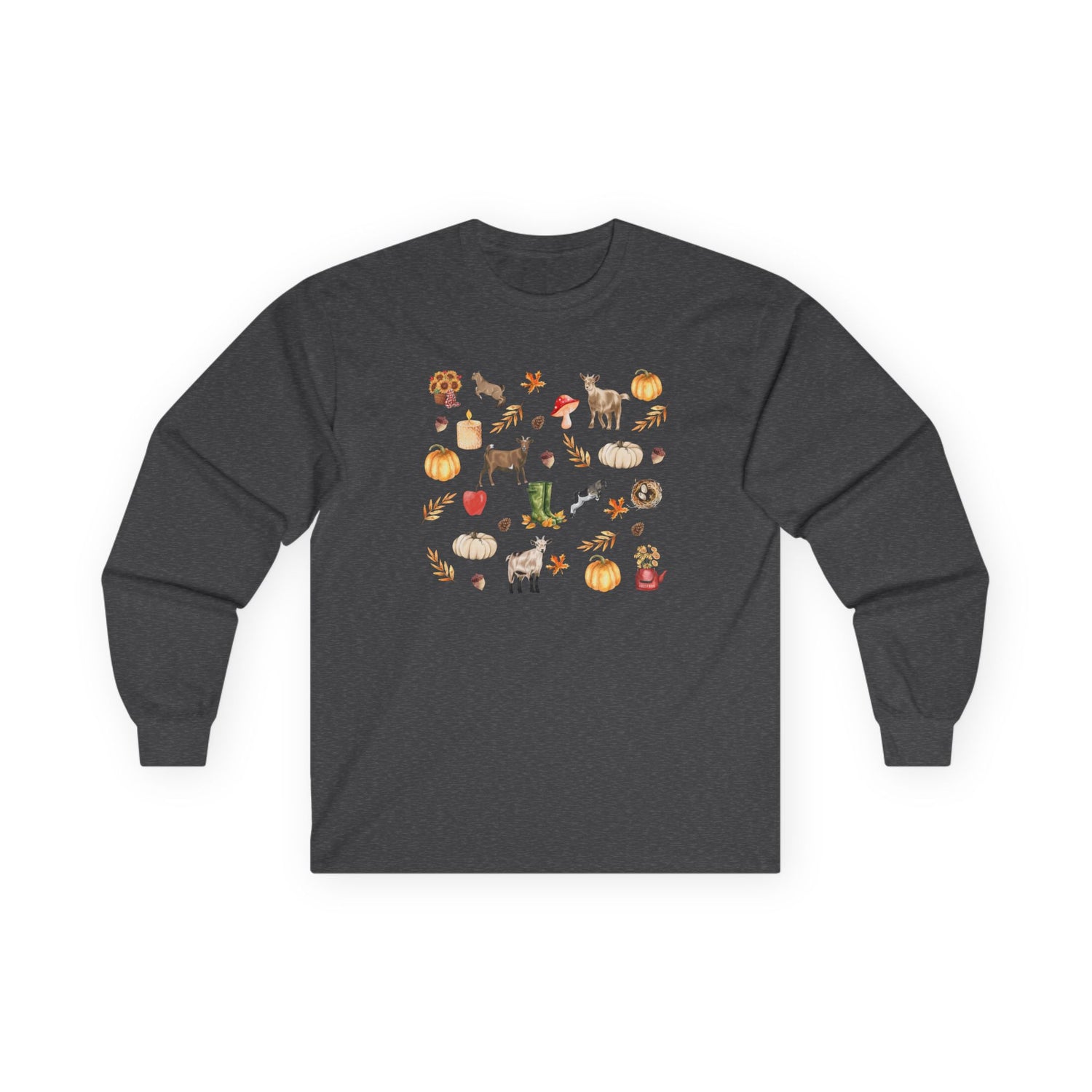 Autumn Goaties Long Sleeve T-Shirt by Katie Van Slyke™ Dark Heather