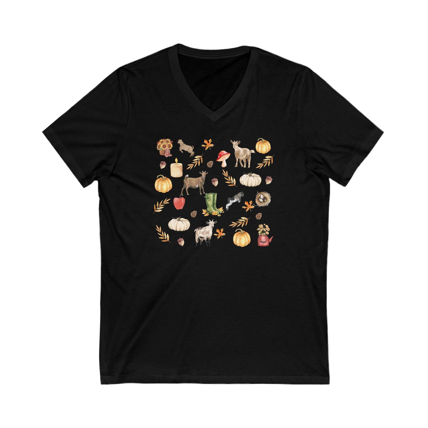 Autumn Goaties V-Neck T-Shirt by Katie Van Slyke™ Black