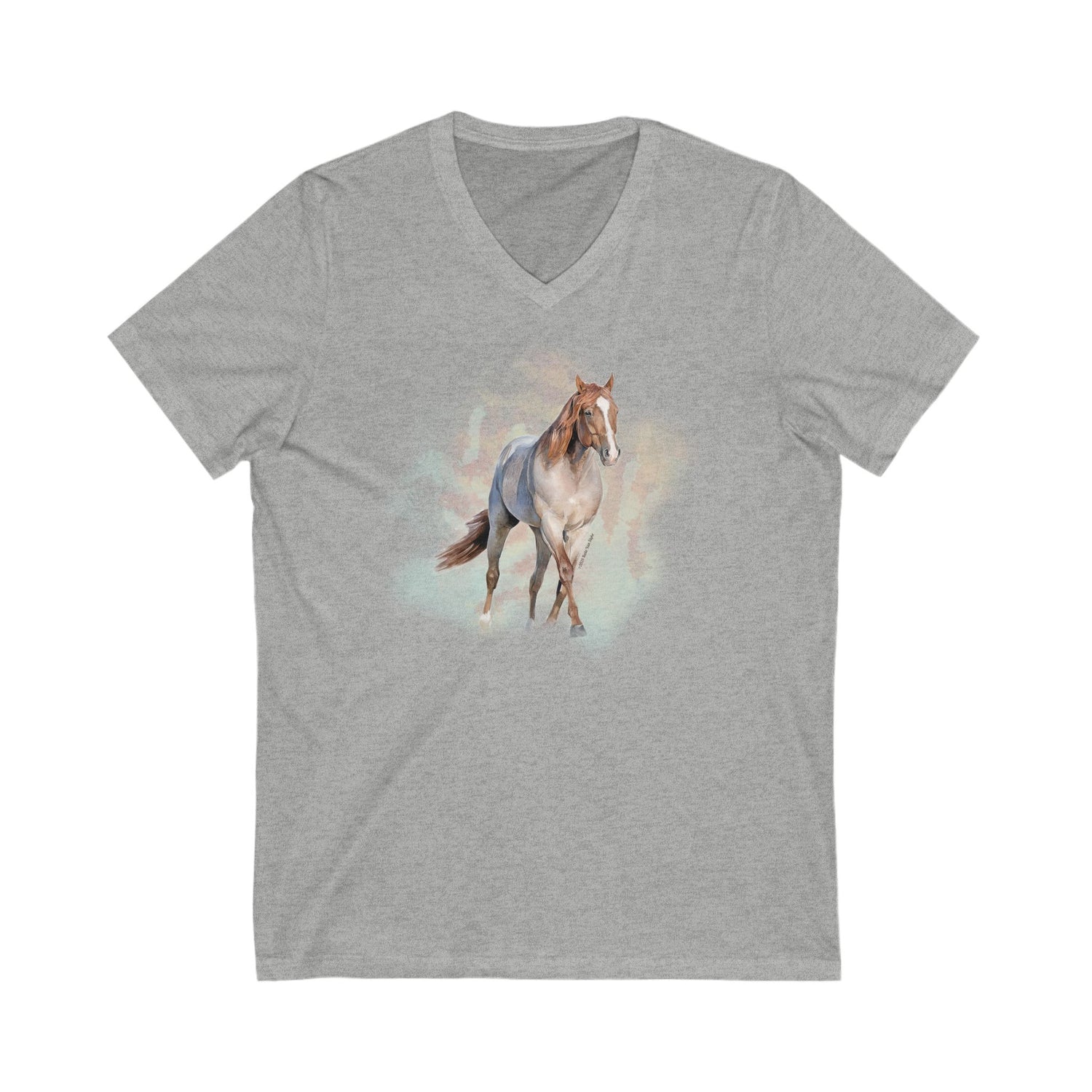 Built Like A Stallion V-Neck T-Shirt by Katie Van Slyke™ Sport Grey