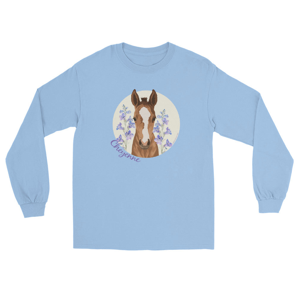 Cheyenne Long Sleeve T-Shirt by Katie Van Slyke - Light Blue