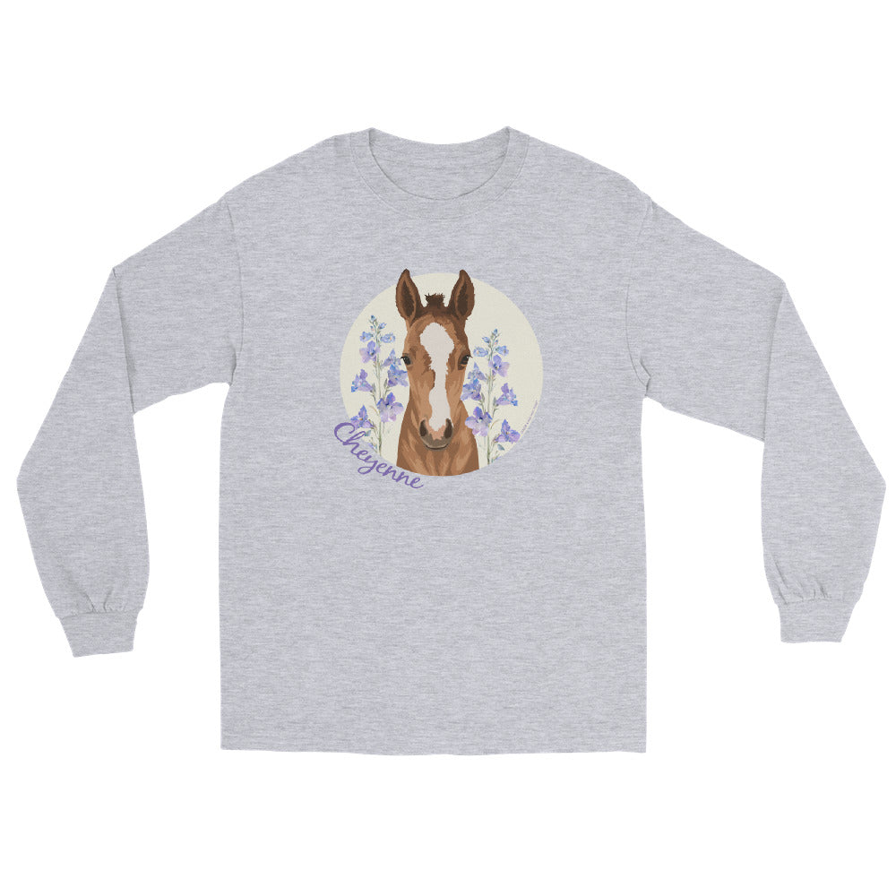 Cheyenne Long Sleeve T-Shirt by Katie Van Slyke - Sport Grey