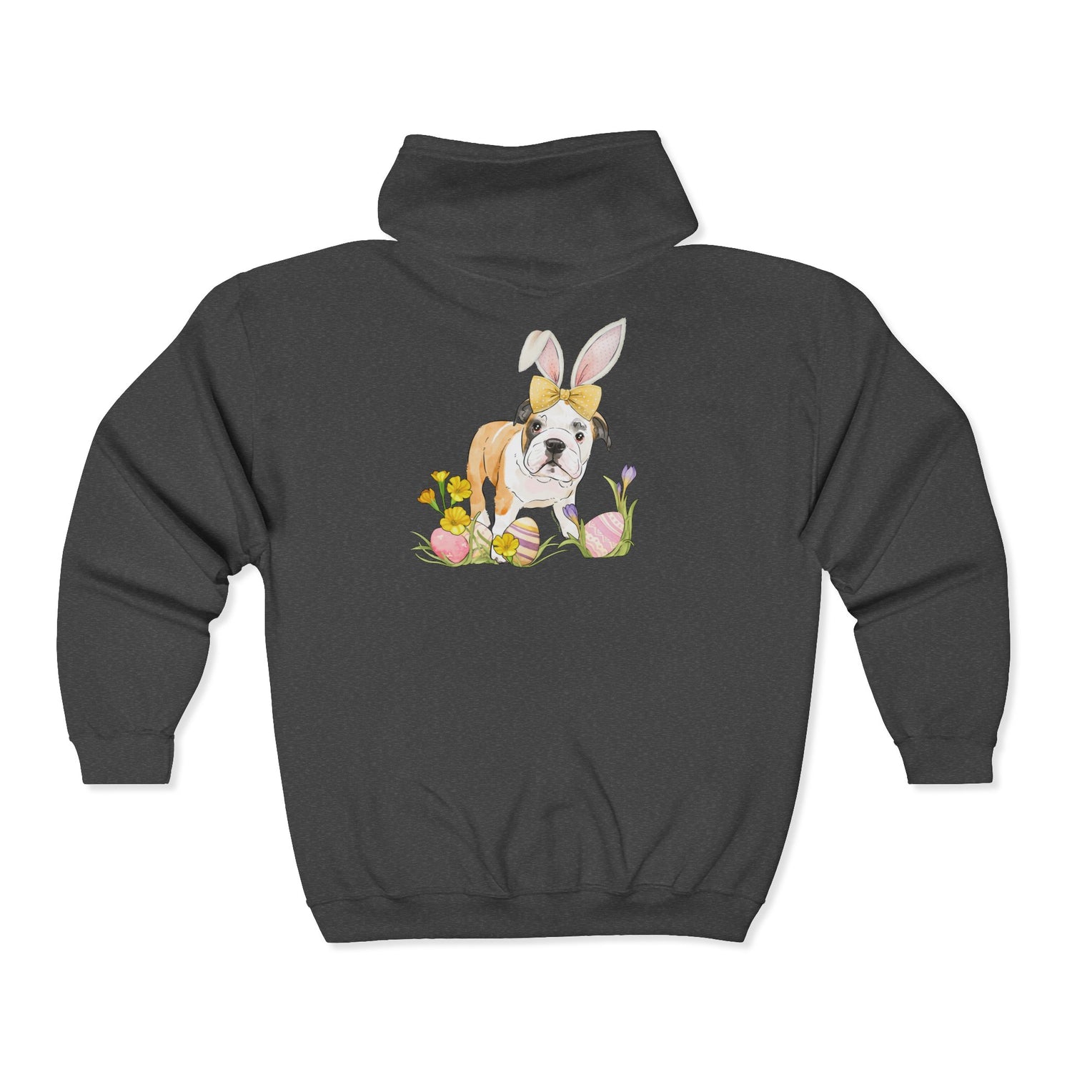 Easter Frankie Zip-Up Hoodie by Katie Van Slyke® Dark Heather back