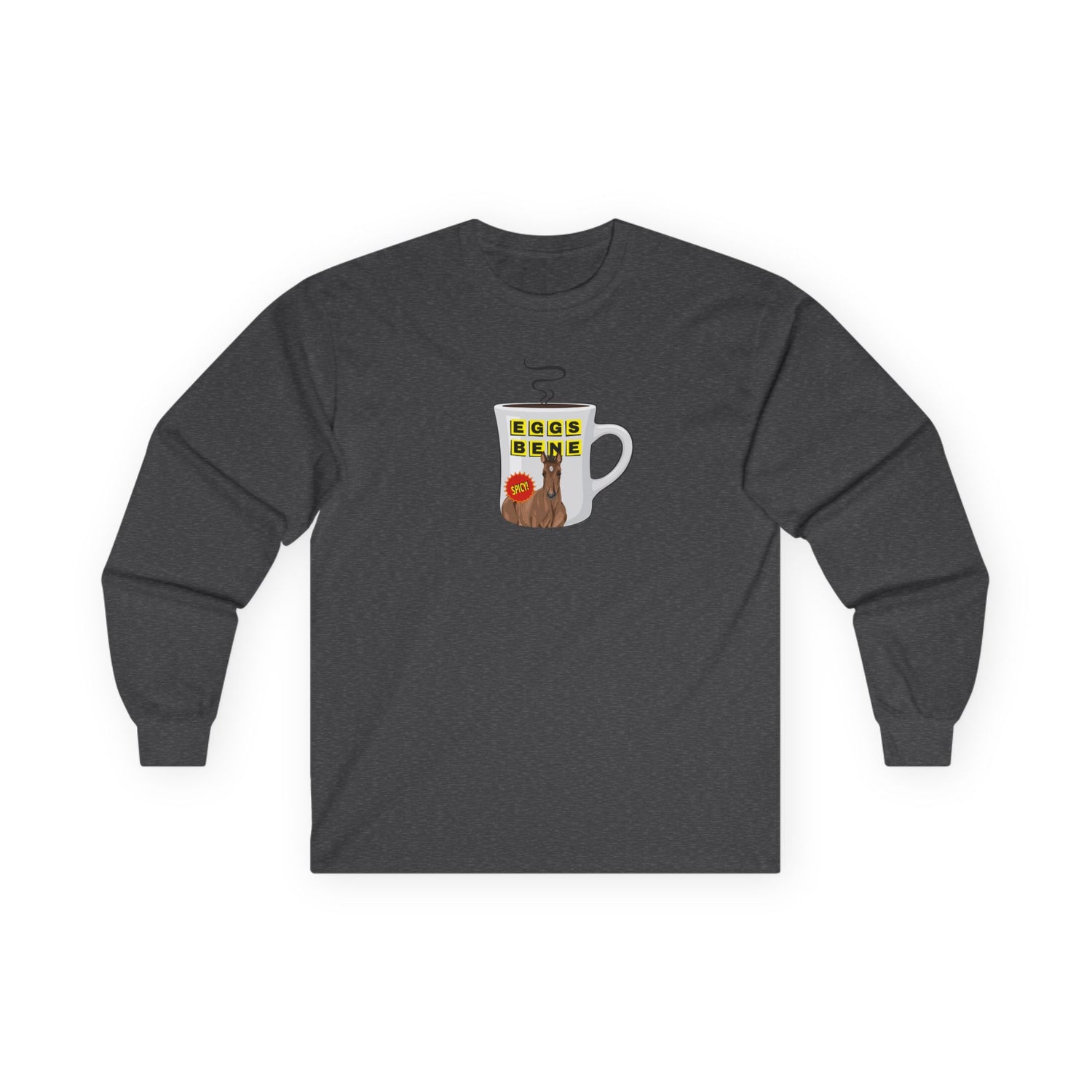 Eggs Benedict Long Sleeve T-Shirt by Katie Van Slyke® Dark Heather
