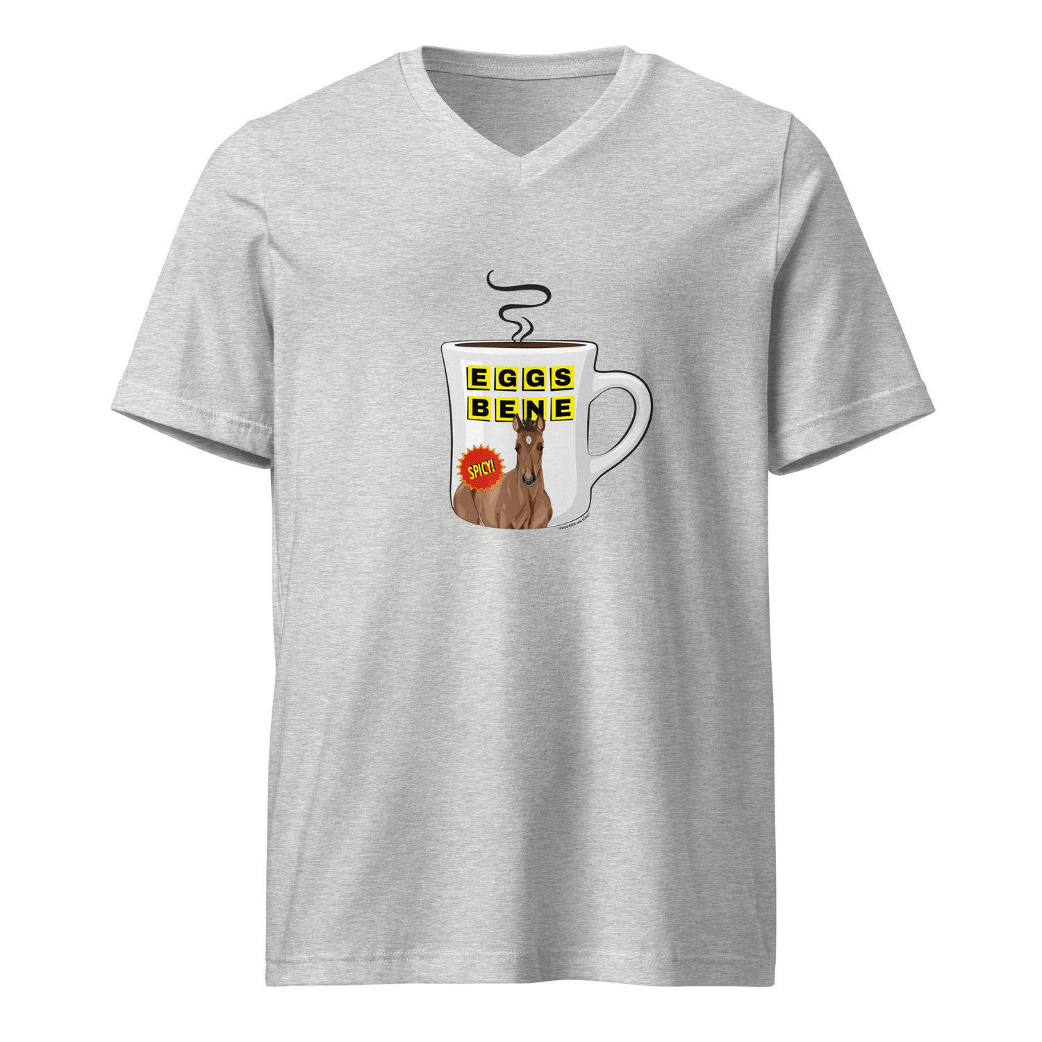 Eggs Benedict V-Neck T-Shirt by Katie Van Slyke - Athletic Heather