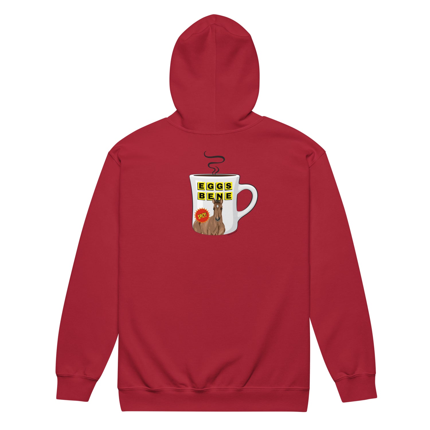 Eggs Benedict Zip-Up Hoodie by Katie Van Slyke - Cardinal Red back