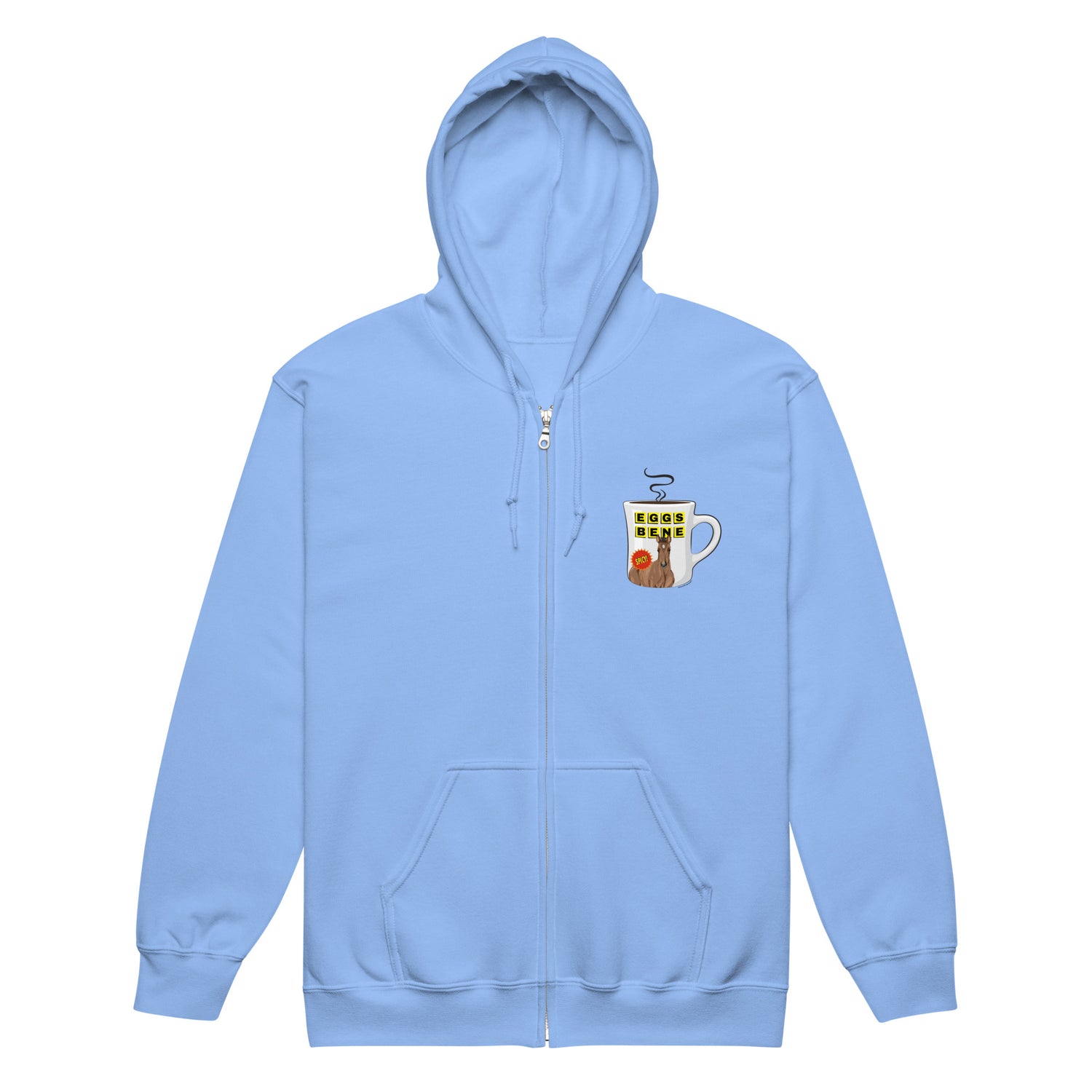 Eggs Benedict Zip-Up Hoodie by Katie Van Slyke - Carolina Blue