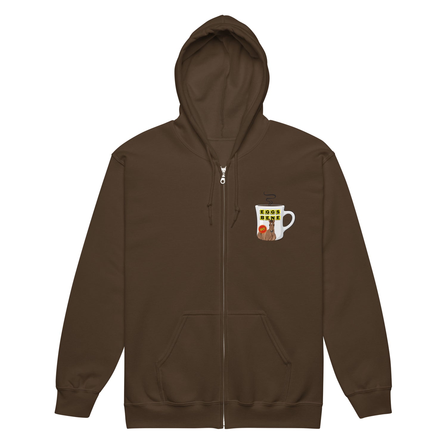 Eggs Benedict Zip-Up Hoodie by Katie Van Slyke - Dark Chocolate