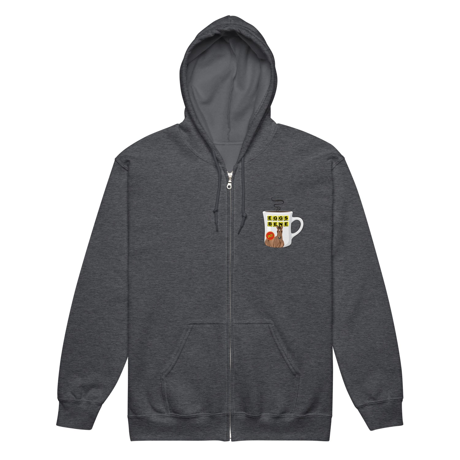 Eggs Benedict Zip-Up Hoodie by Katie Van Slyke - Dark Heather