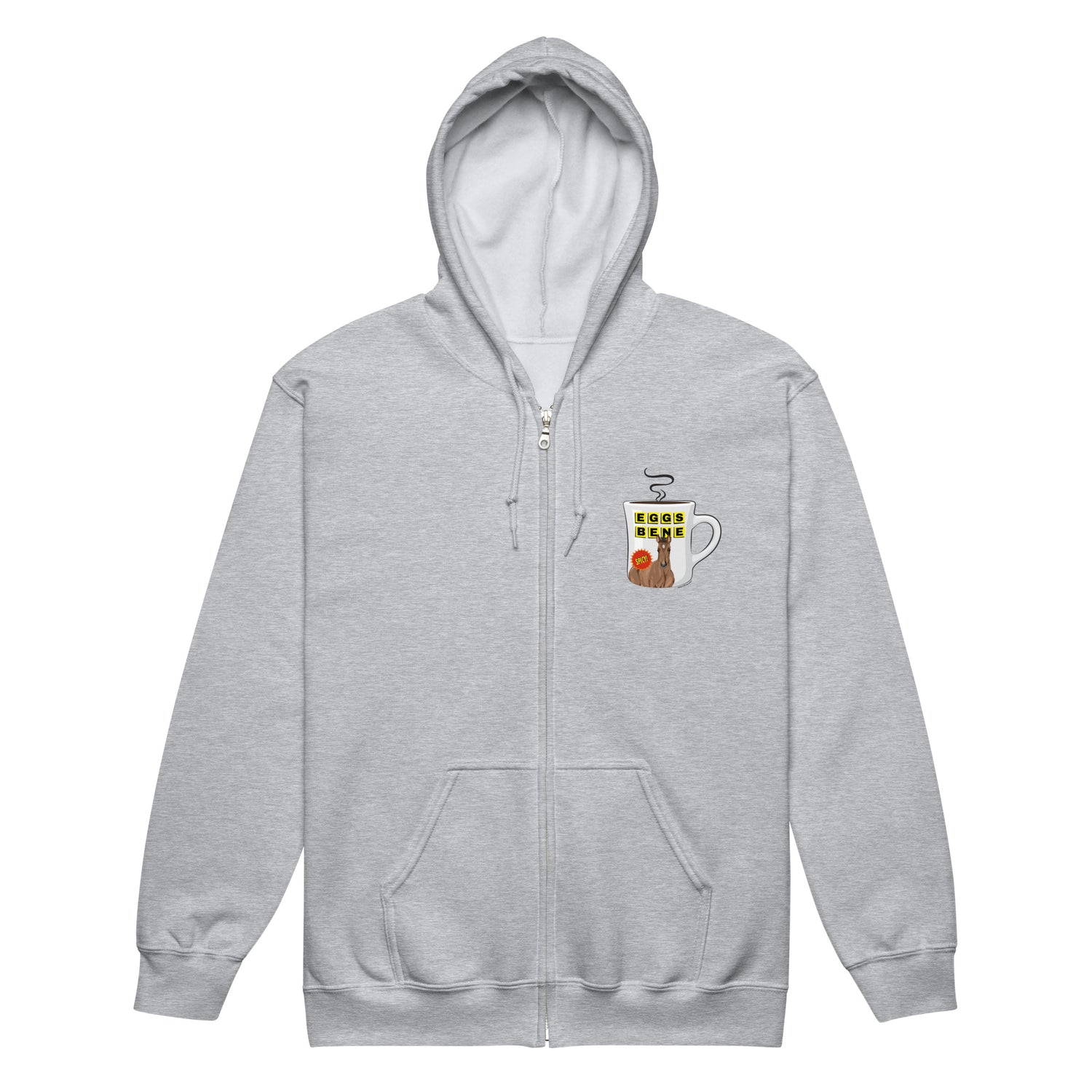 Eggs Benedict Zip-Up Hoodie by Katie Van Slyke - Sport Grey