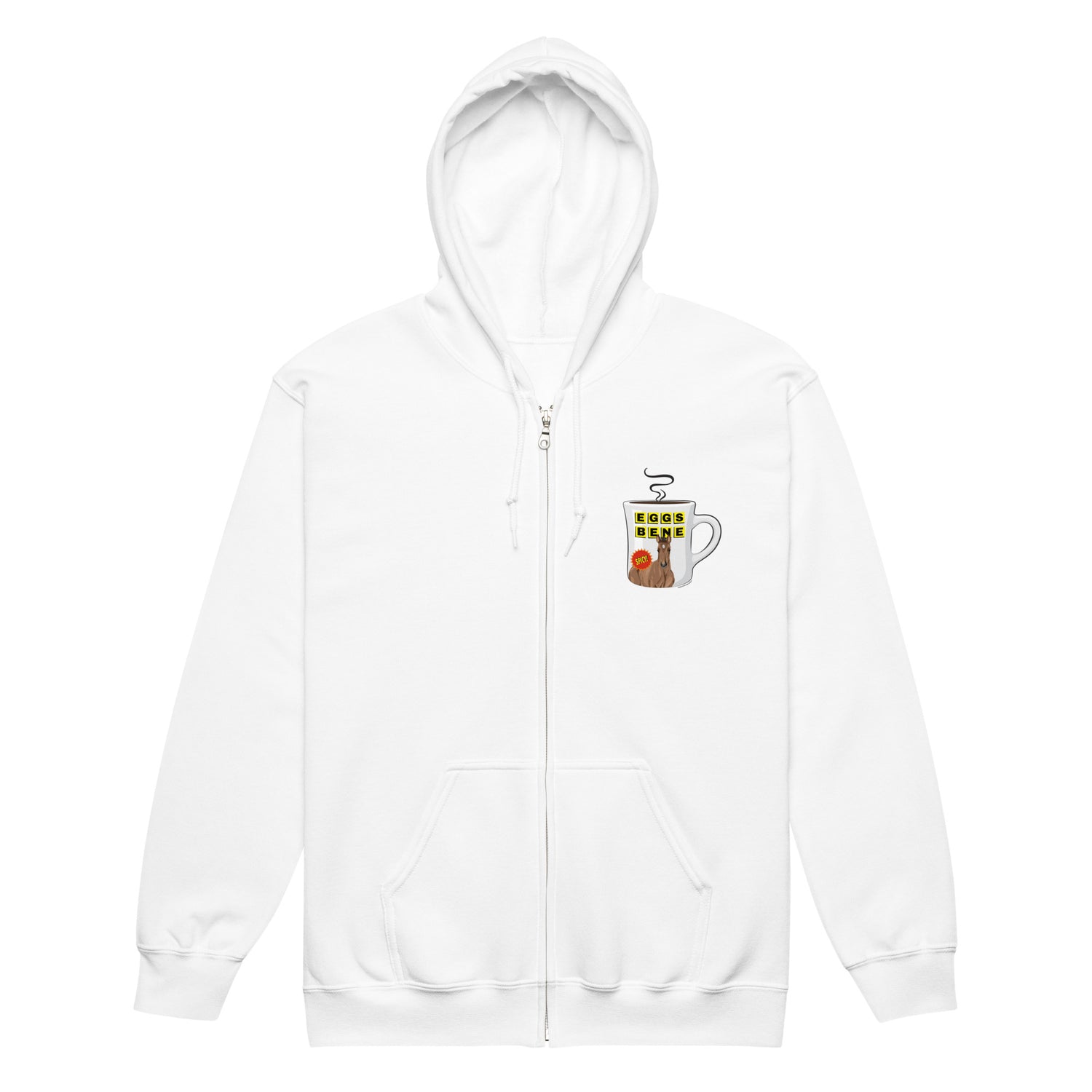 Eggs Benedict Zip-Up Hoodie by Katie Van Slyke - White