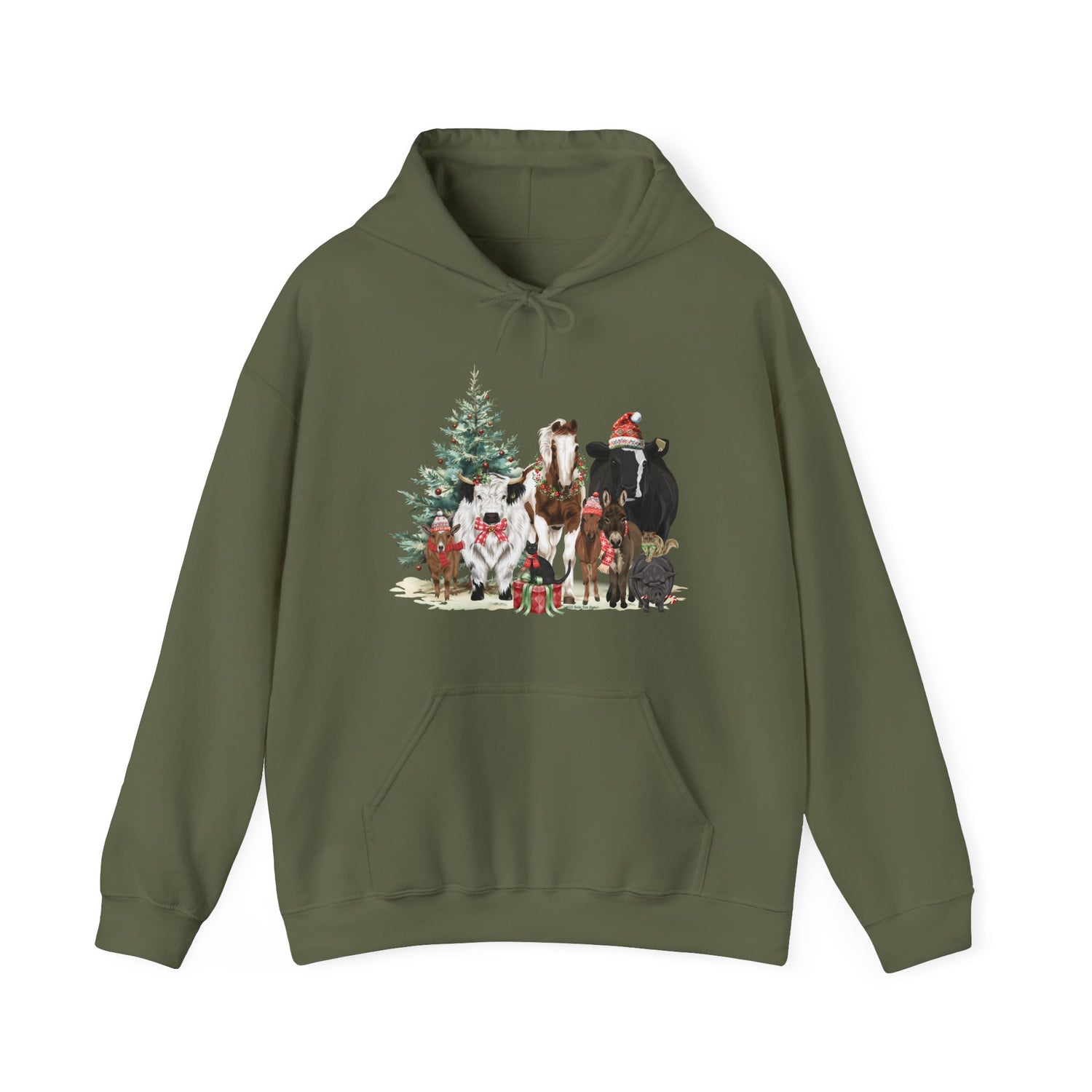 Festive Farm Hoodie by Katie Van Slyke® Military Green
