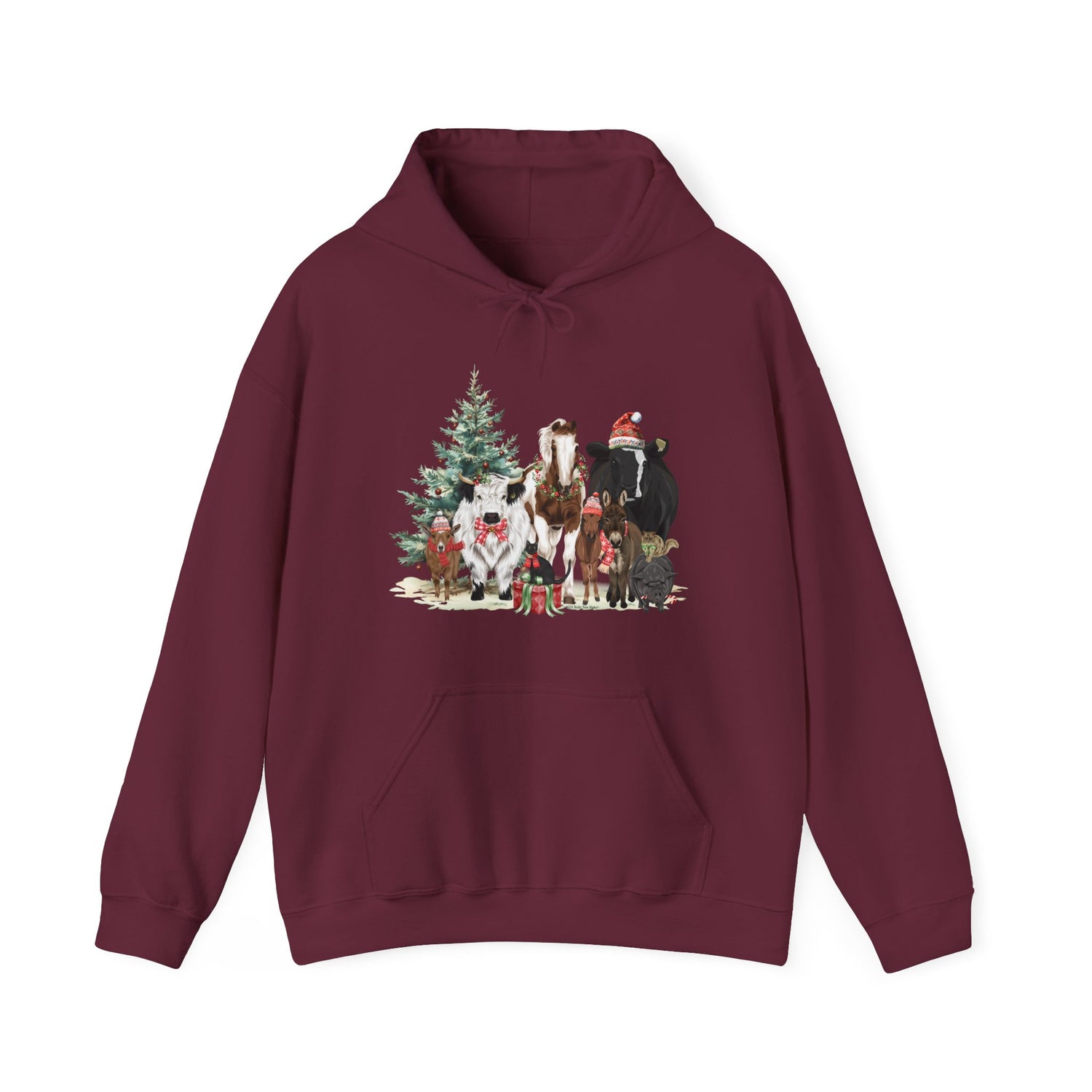 Festive Farm Hoodie by Katie Van Slyke® Maroon