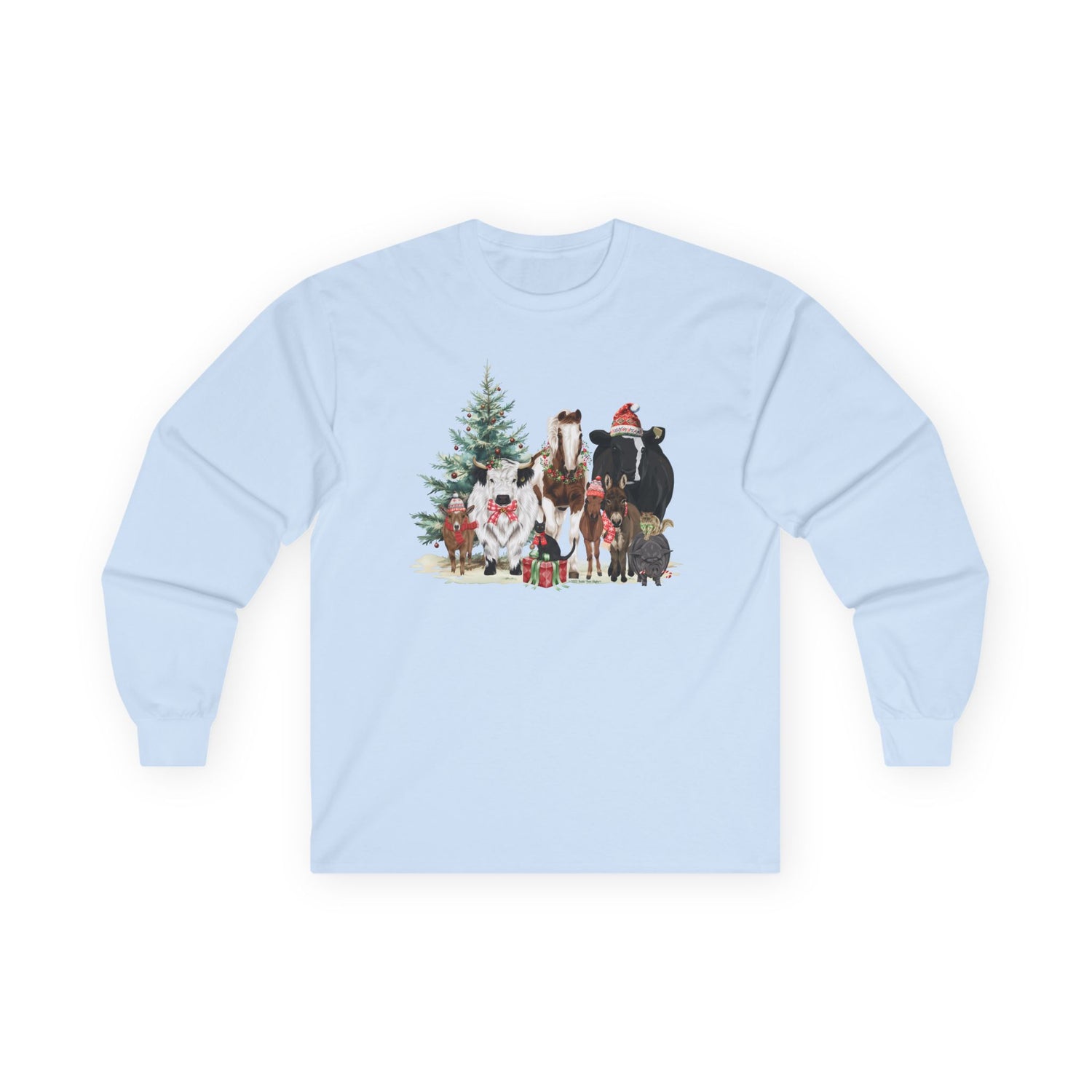 Festive Farm Long Sleeve T-Shirt by Katie Van Slyke® Light Blue