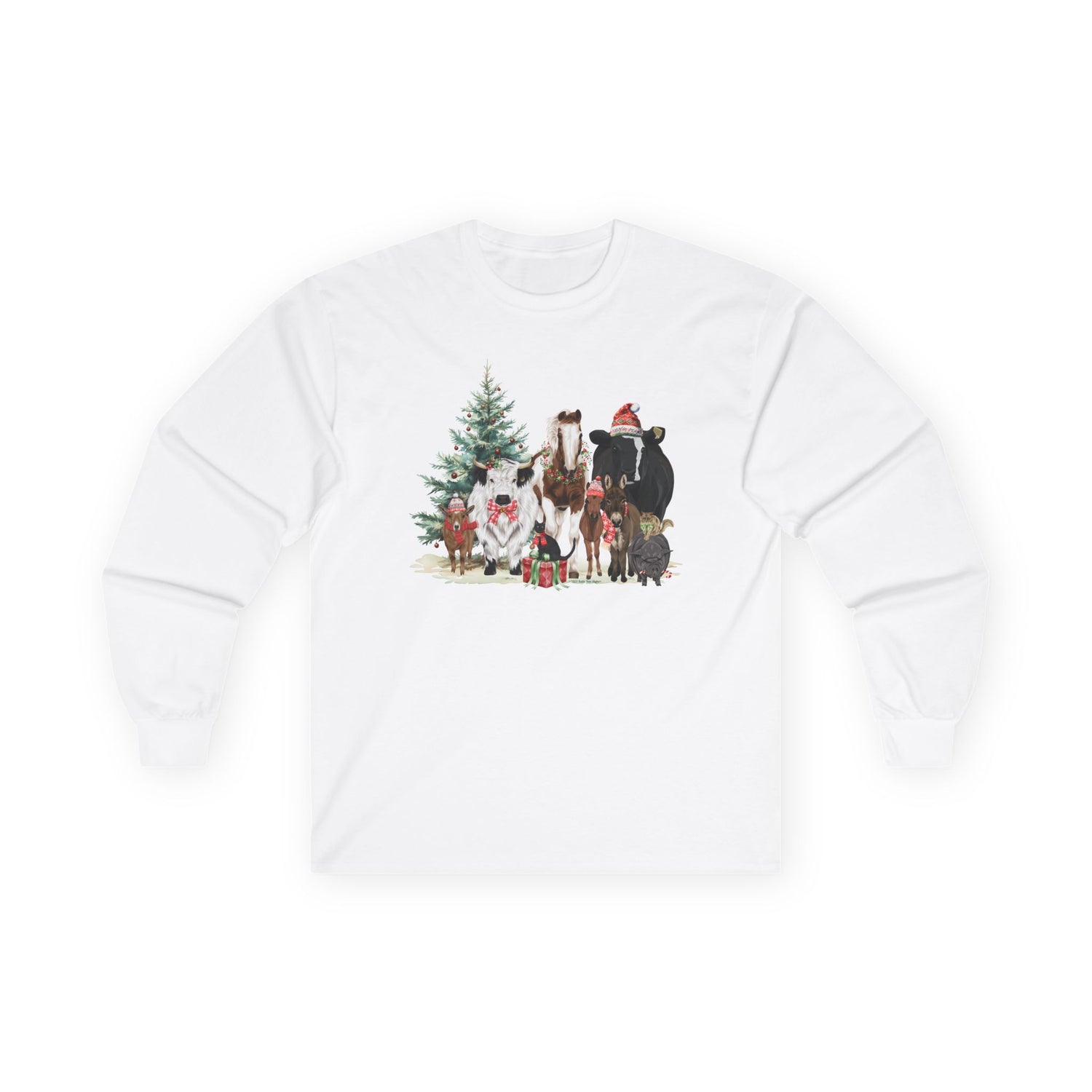 Festive Farm Long Sleeve T-Shirt by Katie Van Slyke® White