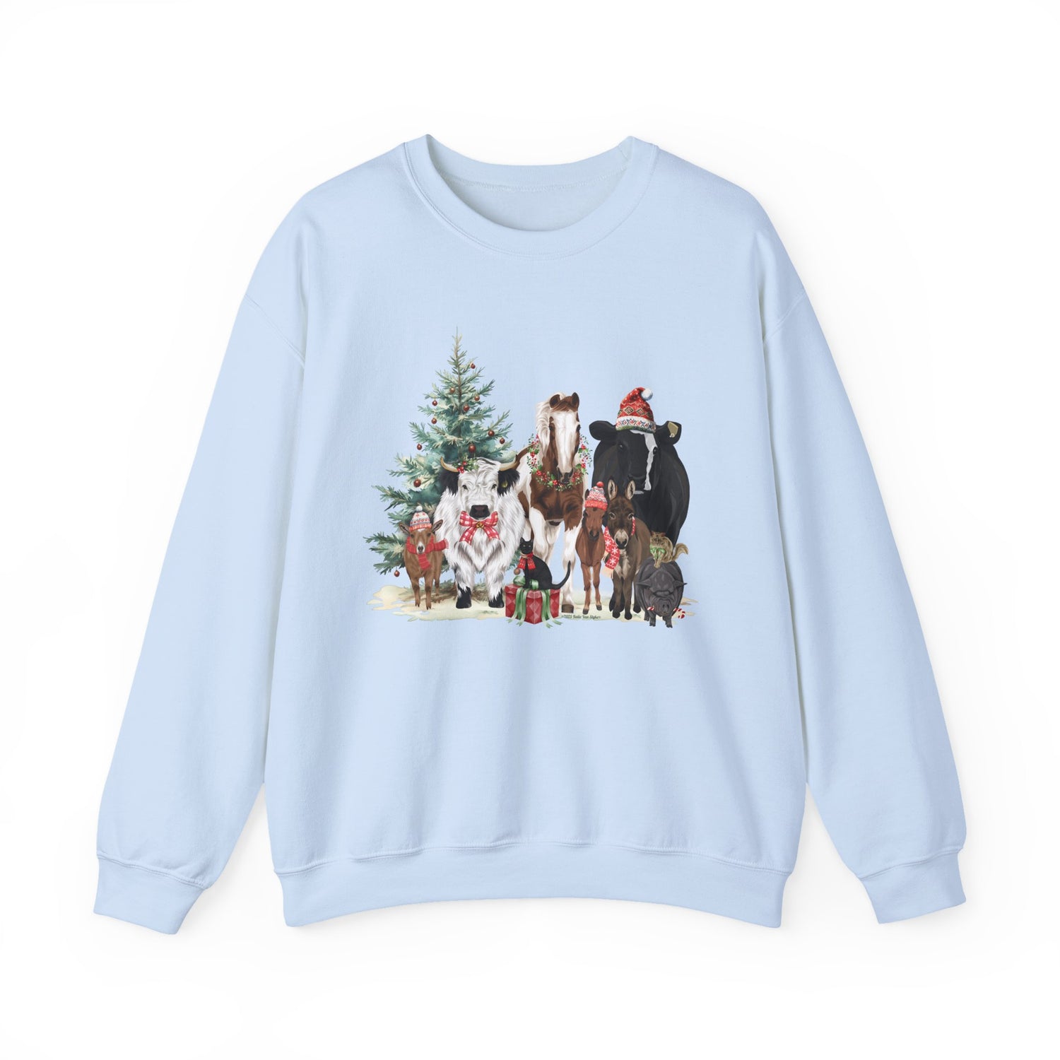 Festive Farm Sweatshirt by Katie Van Slyke® Light Blue