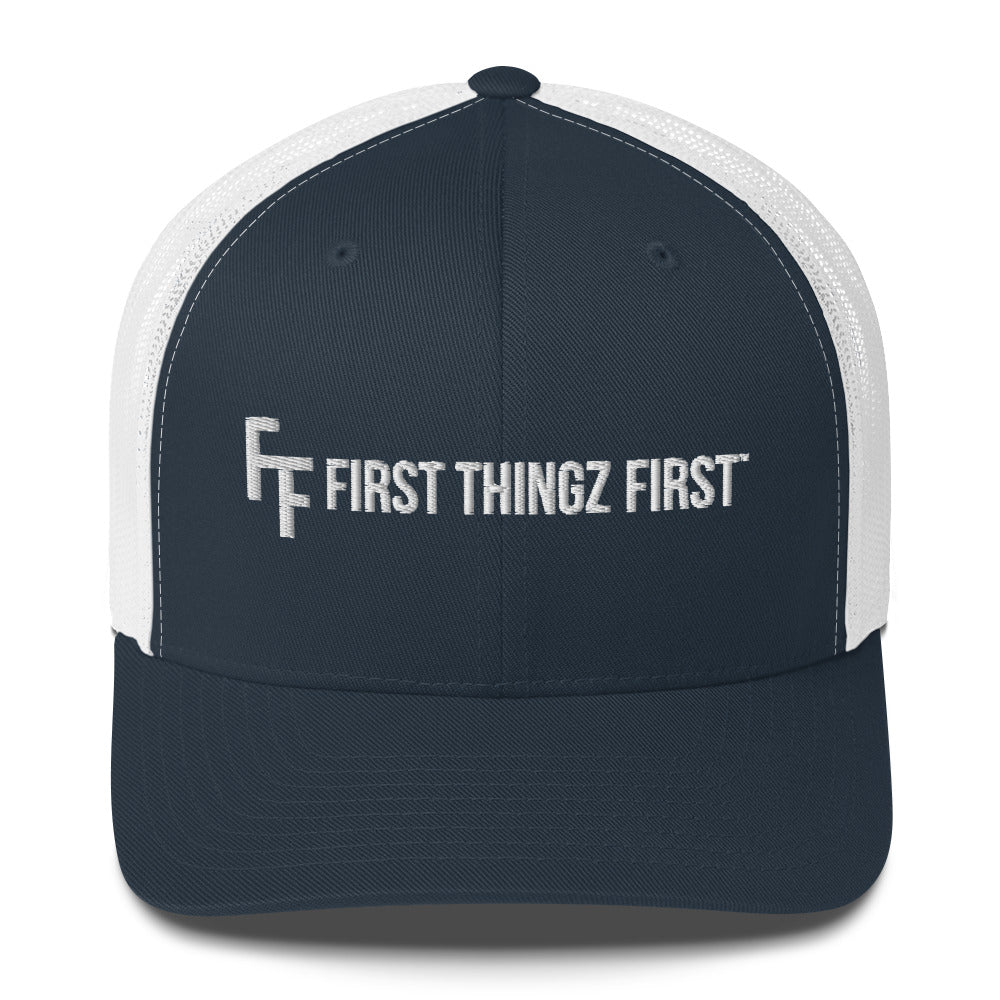 First Thingz First Trucker Hat by Katie Van Slyke™