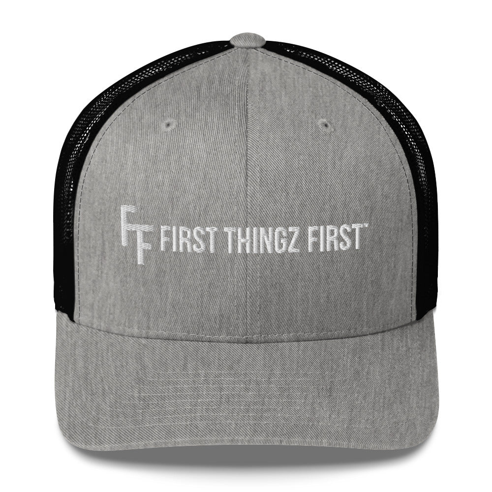 First Thingz First Trucker Hat by Katie Van Slyke™