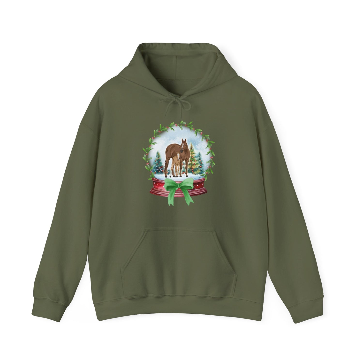 Frosty Foal Hoodie by Katie Van Slyke® Military Green