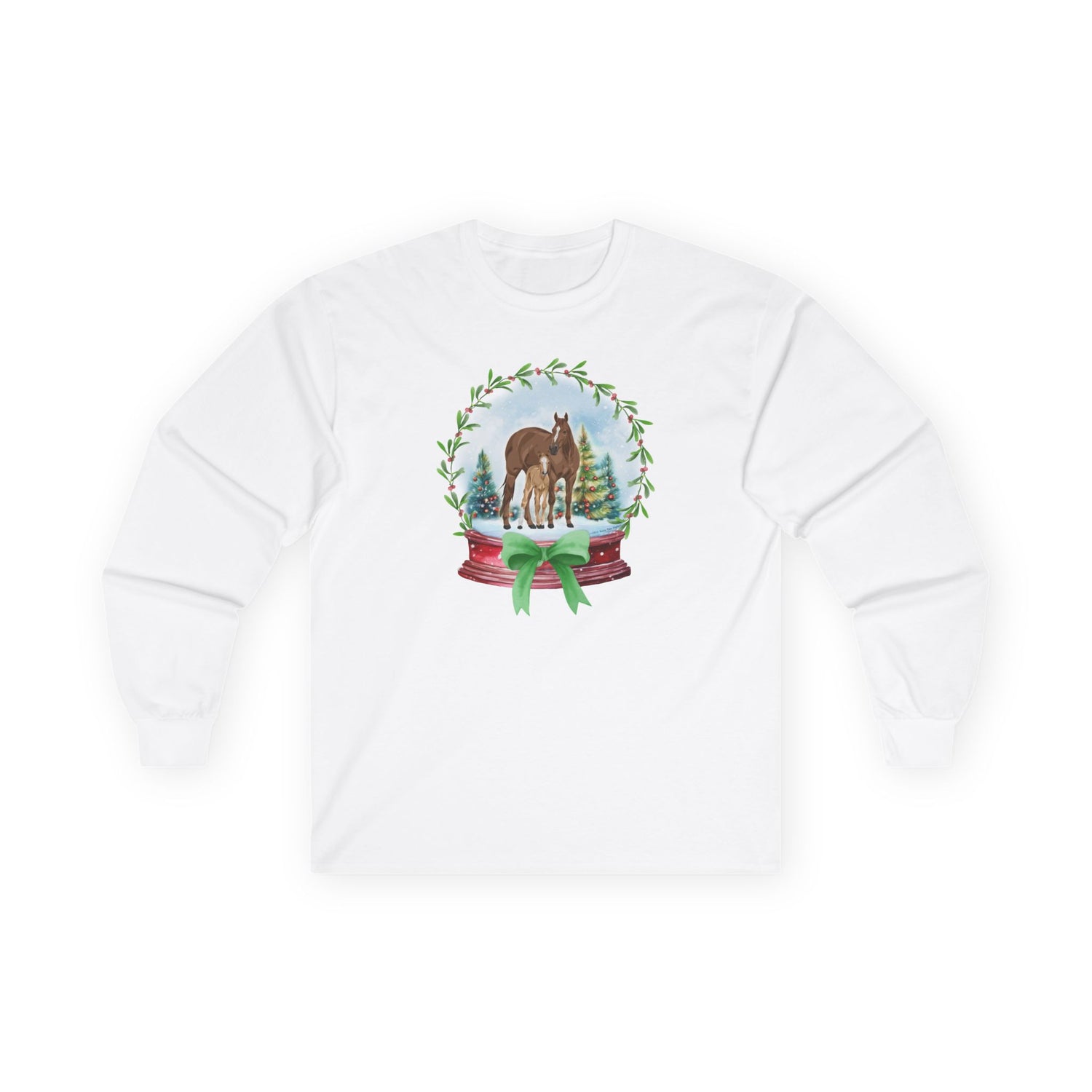 Frosty Foal Long Sleeve T-Shirt by Katie Van Slyke® White