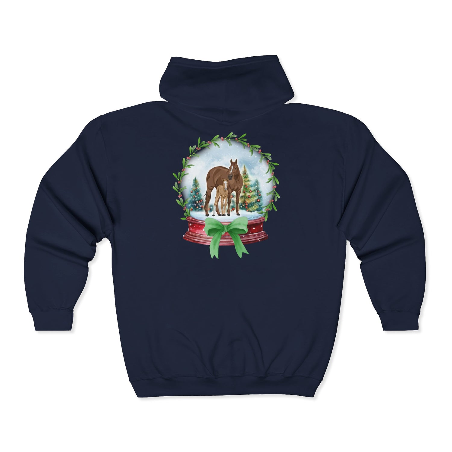 Frosty Foal Zip-Up Hoodie by Katie Van Slyke® Navy back