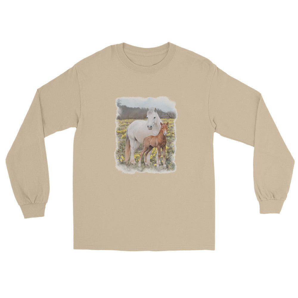 Glenn and Coco Long Sleeve T-Shirt by Katie Van Slyke - Sand