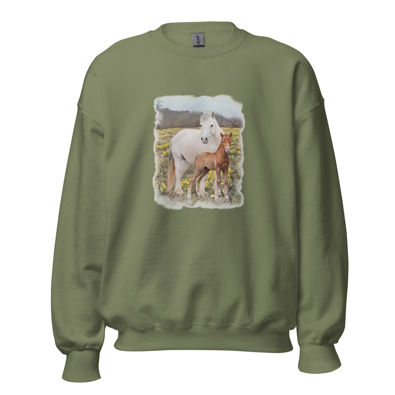 Glenn and Coco Sweatshirt by Katie Van Slyke - Military Green