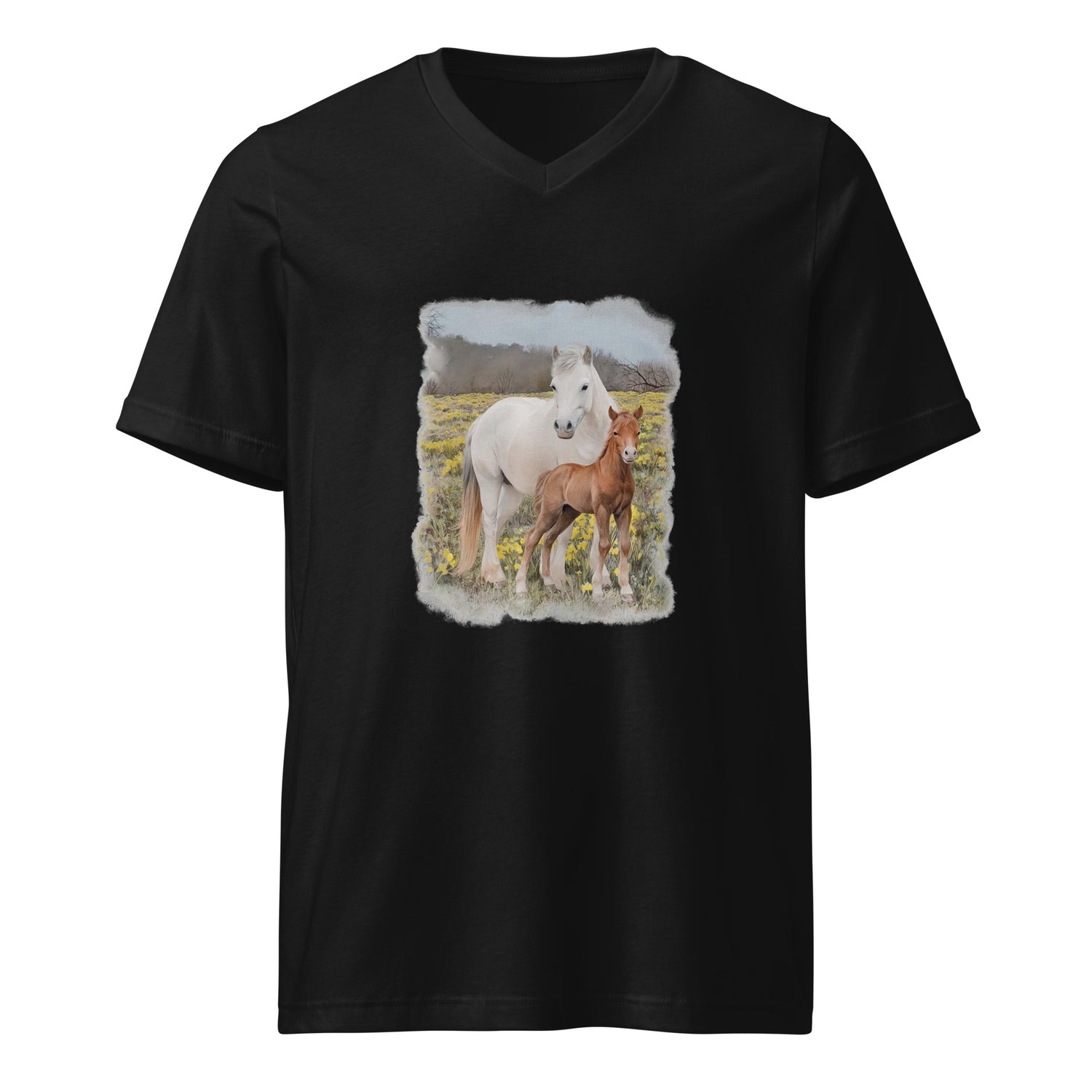 Glenn and Coco V-Neck T-Shirt by Katie Van Slyke - Black