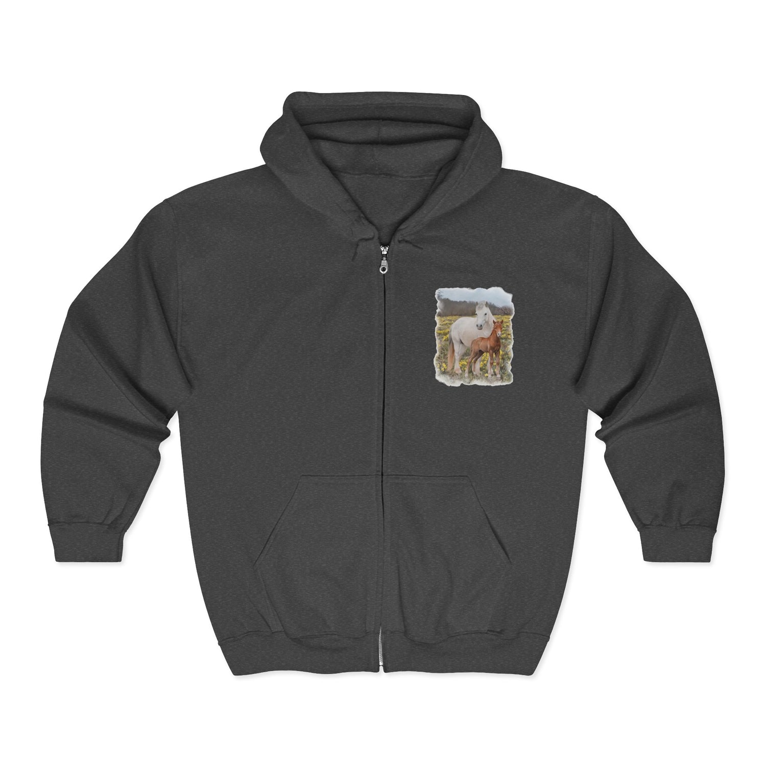 Glenn and Coco Zip-Up Hoodie by Katie Van Slyke® Dark Heather