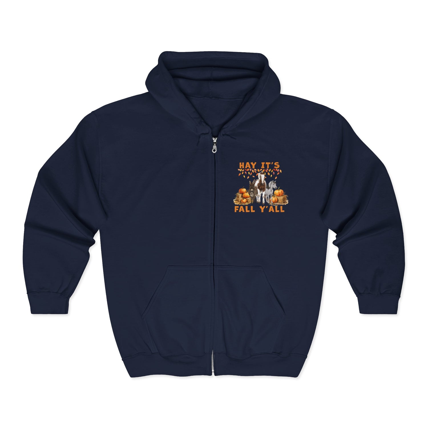 Hay Fall Zip-Up Hoodie by Katie Van Slyke™ Navy