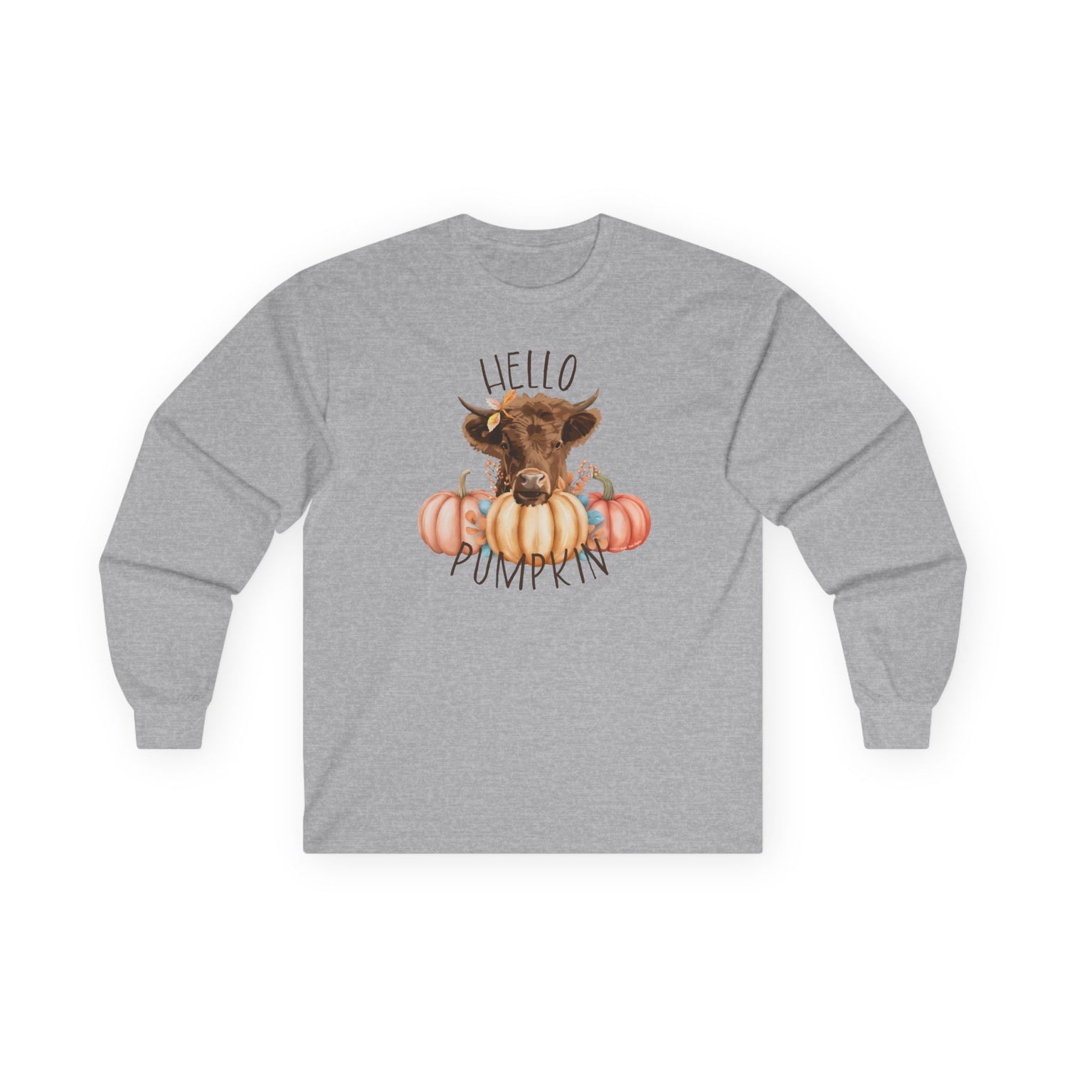 Hello Pumpkin Long Sleeve T-Shirt by Katie Van Slyke™ Sport Grey