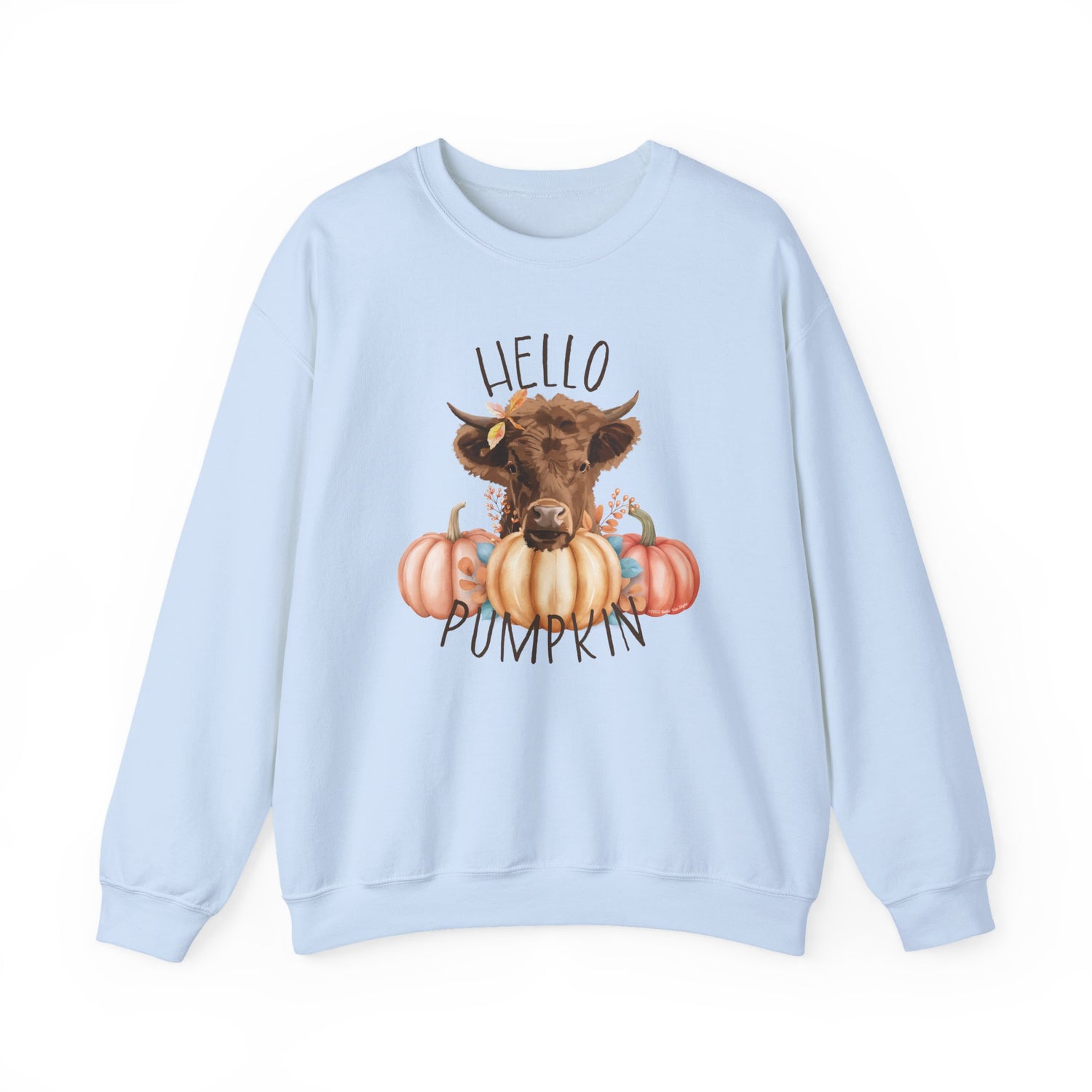 Hello Pumpkin Sweatshirt by Katie Van Slyke™ Light Blue