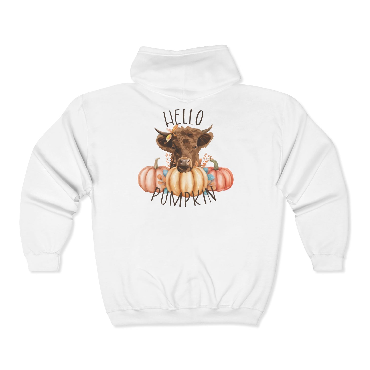 Hello Pumpkin Zip-Up Hoodie by Katie Van Slyke™ White Back