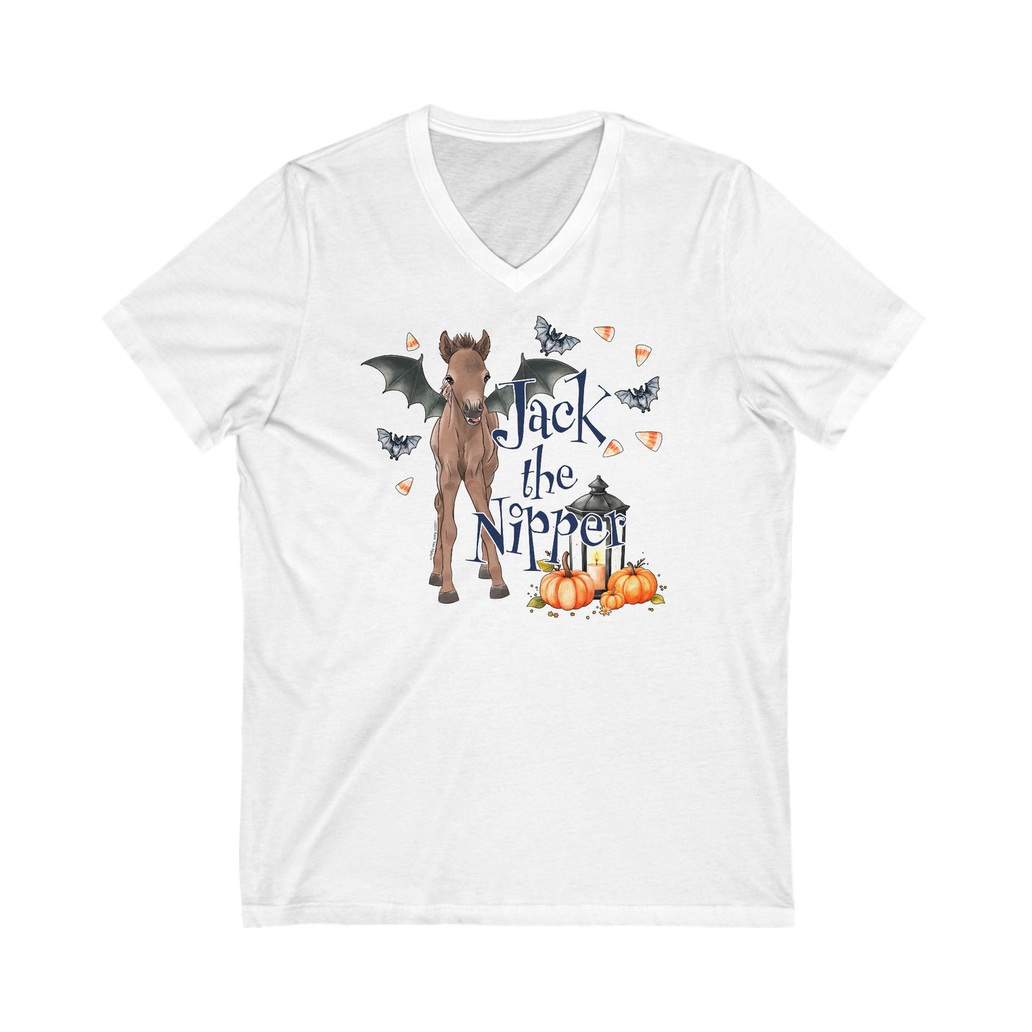 Jack The Nipper V-Neck T-Shirt by Katie Van Slykeâ„¢ White