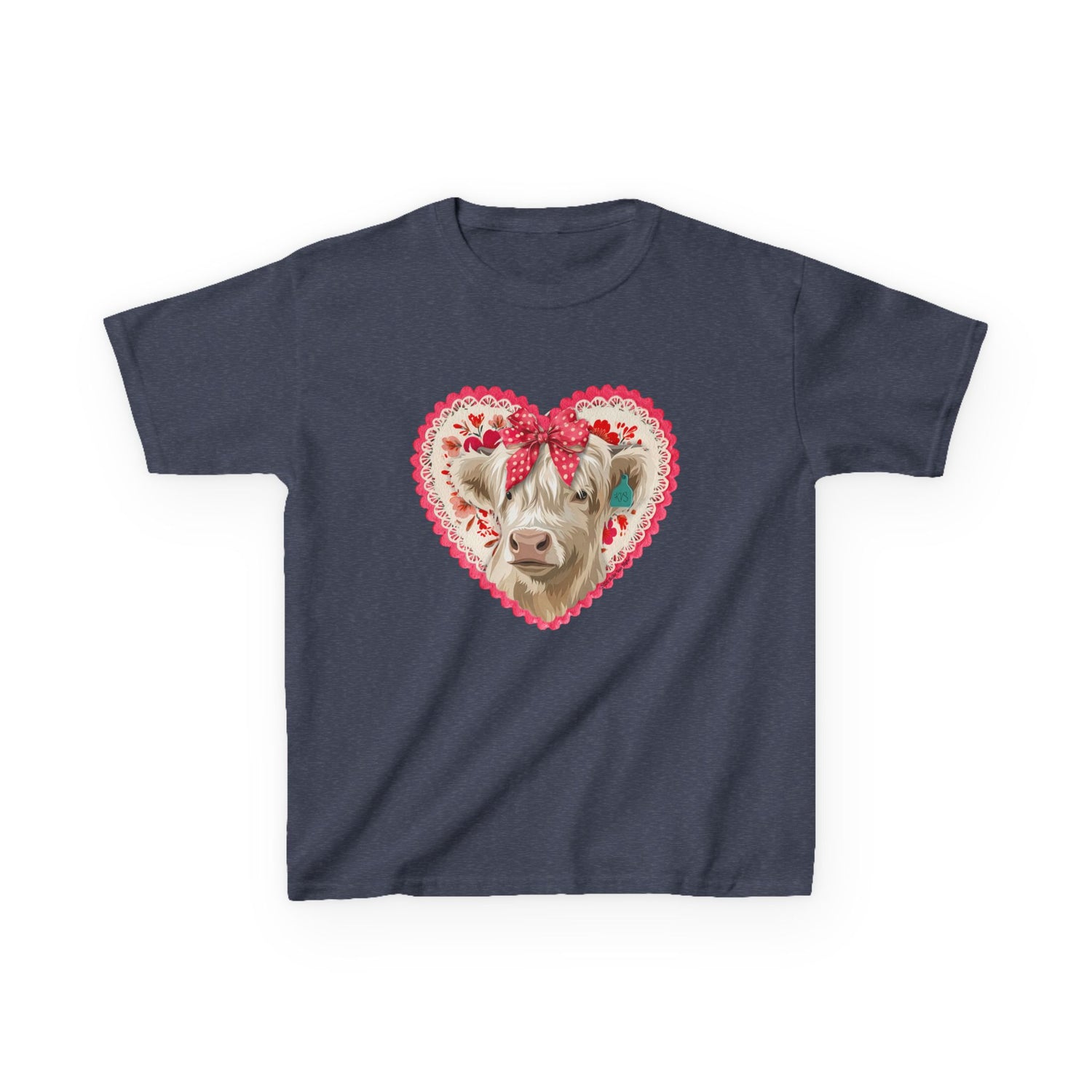 KIDS Cowlentine's T-Shirt by Katie Van Slyke® Heather Navy