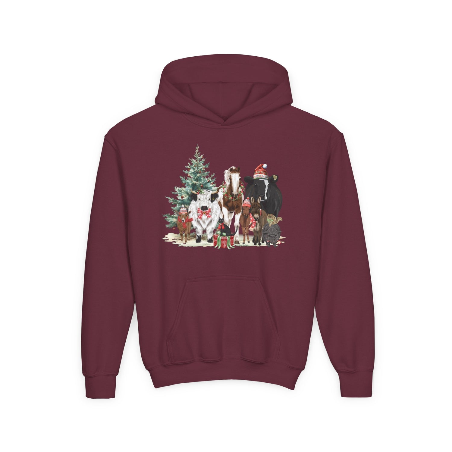 KIDS Festive Farm Hoodie by Katie Van Slyke® Maroon