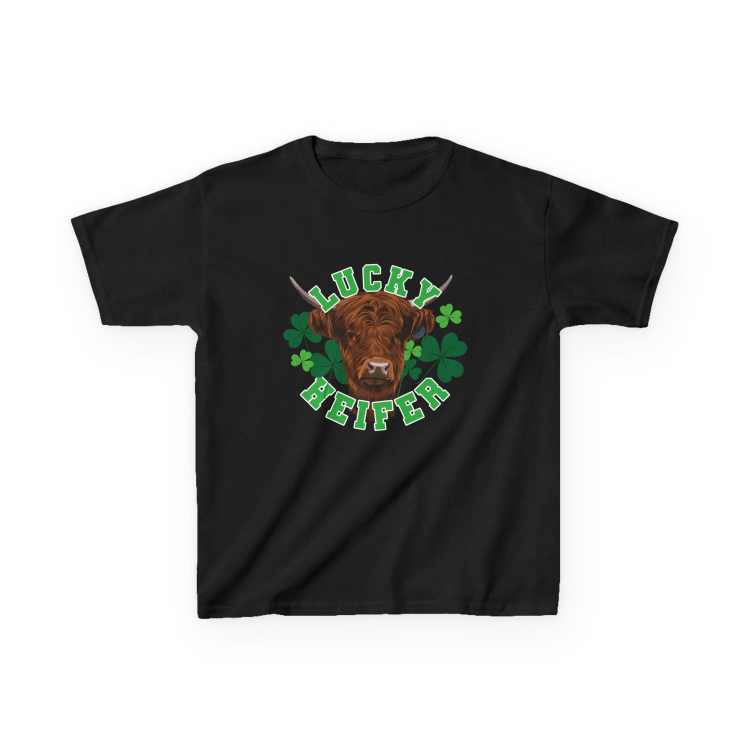 KIDS Lucky Heifer T-Shirt by Katie Van Slyke® Black