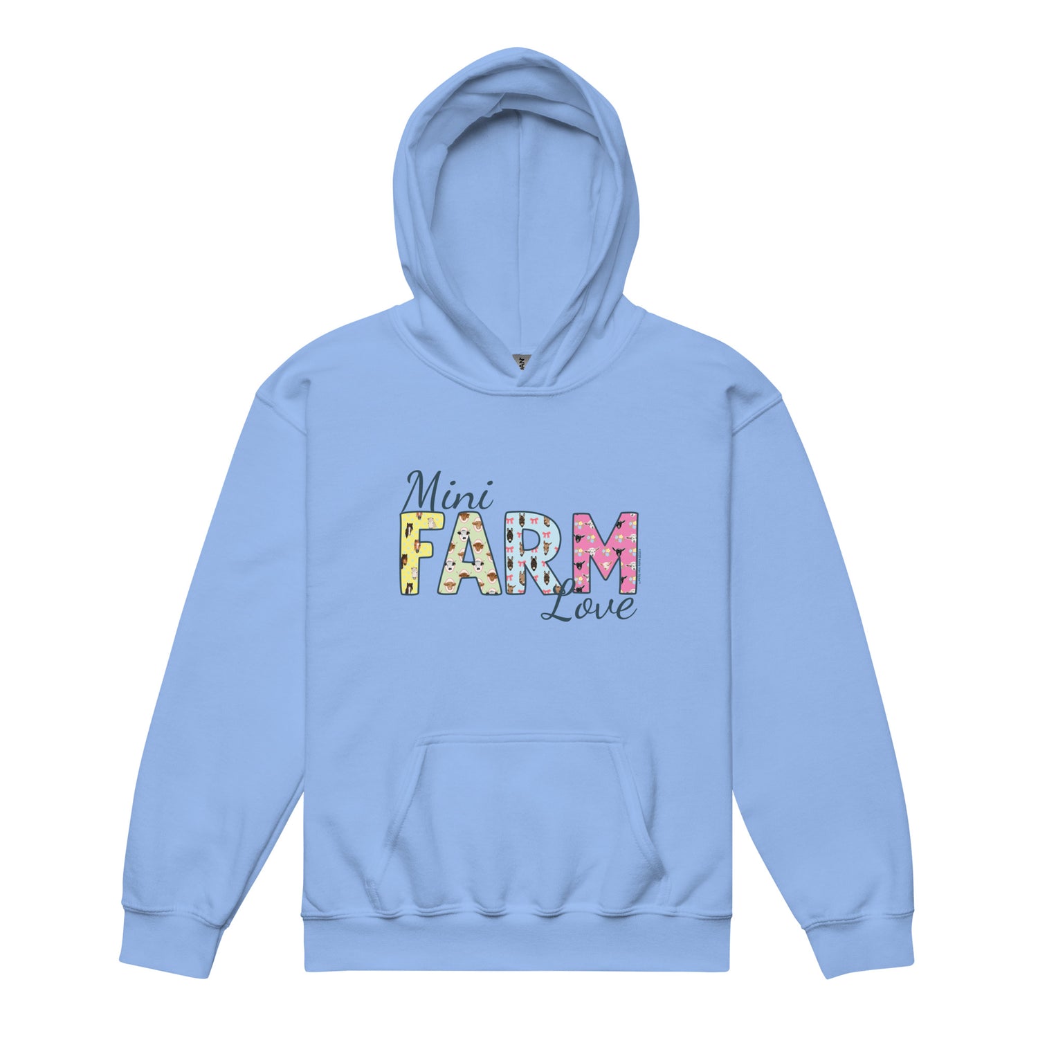 KIDS Mini Farm Love Hoodie by Katie Van Slyke - Carolina Blue