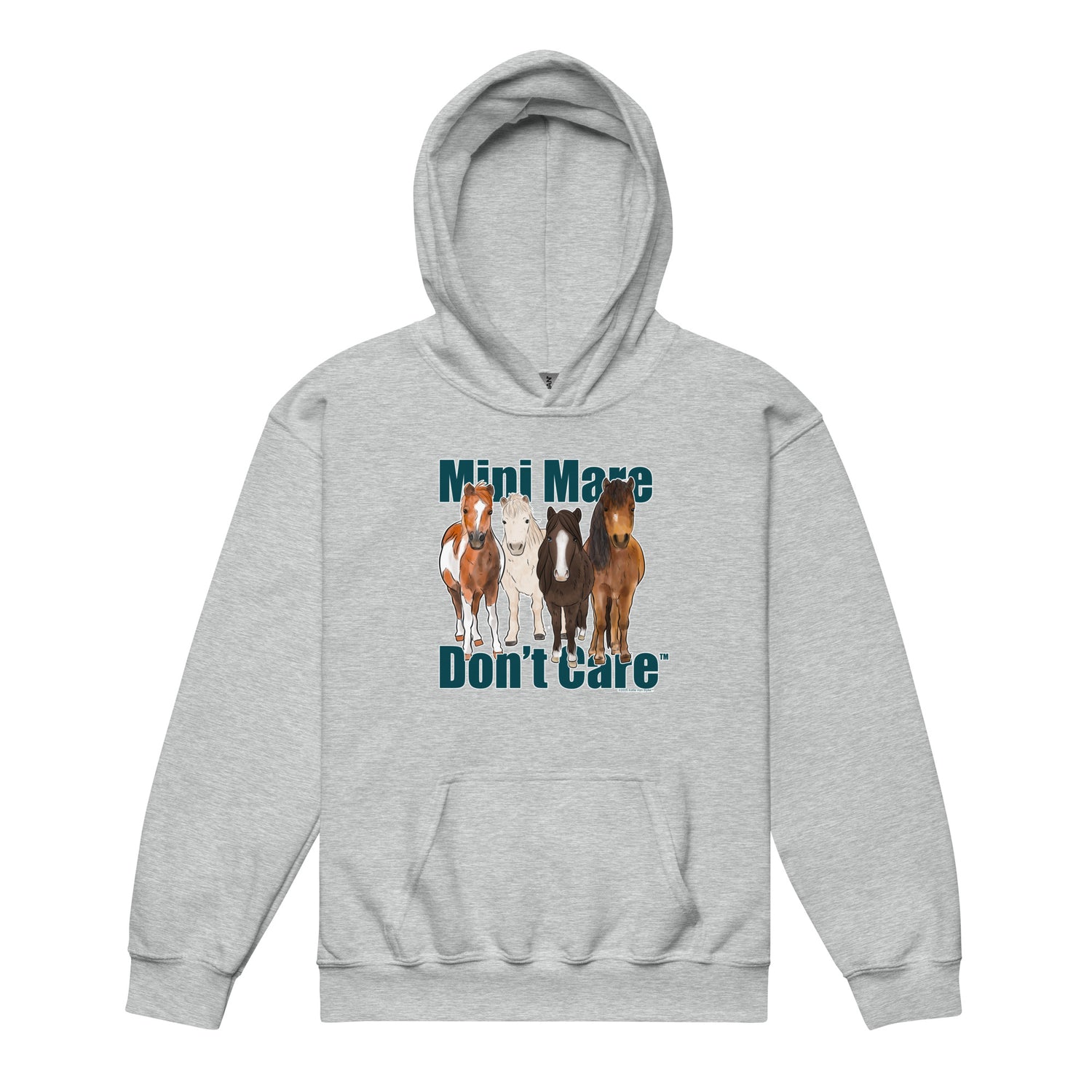 KIDS Mini Mare Don't Care Hoodie by Katie Van Slyke - Sport Grey