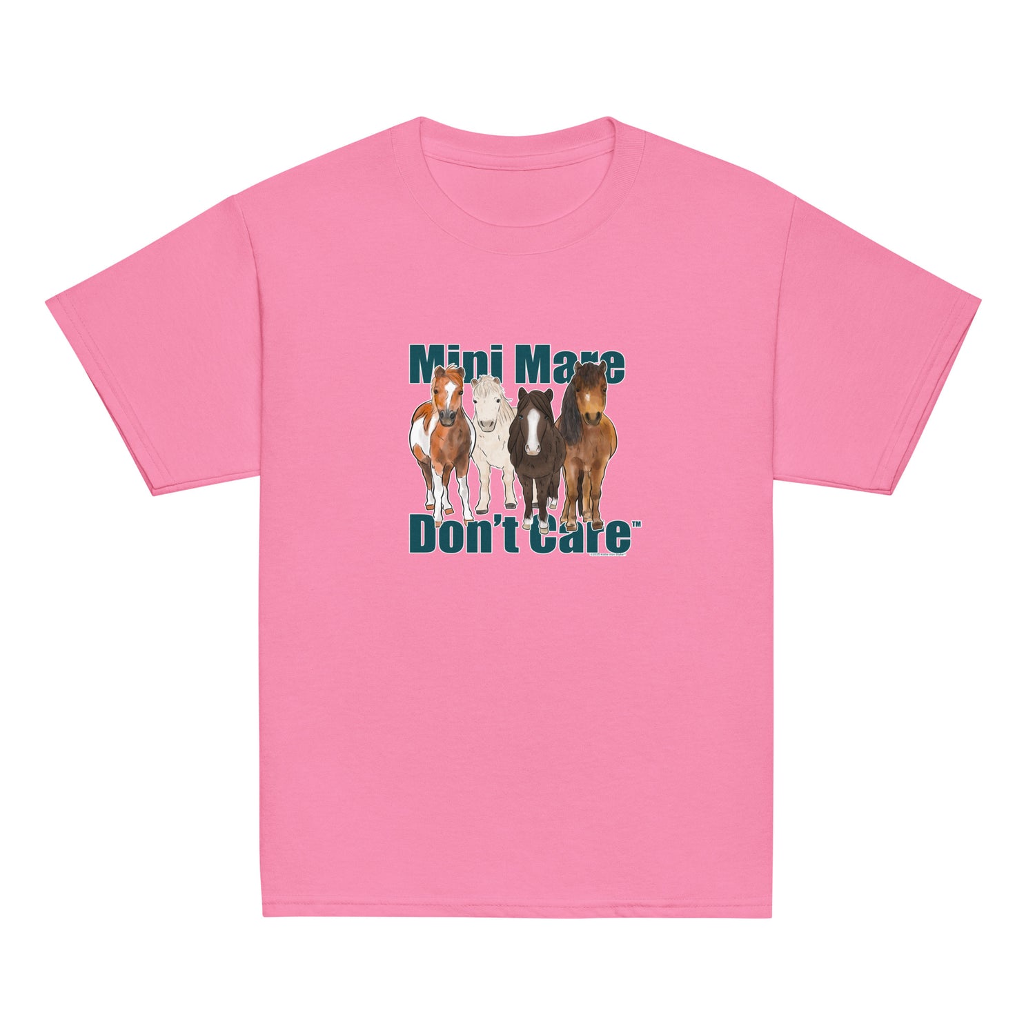 KIDS Mini Mare Don't Care T-Shirt by Katie Van Slyke - Azalea