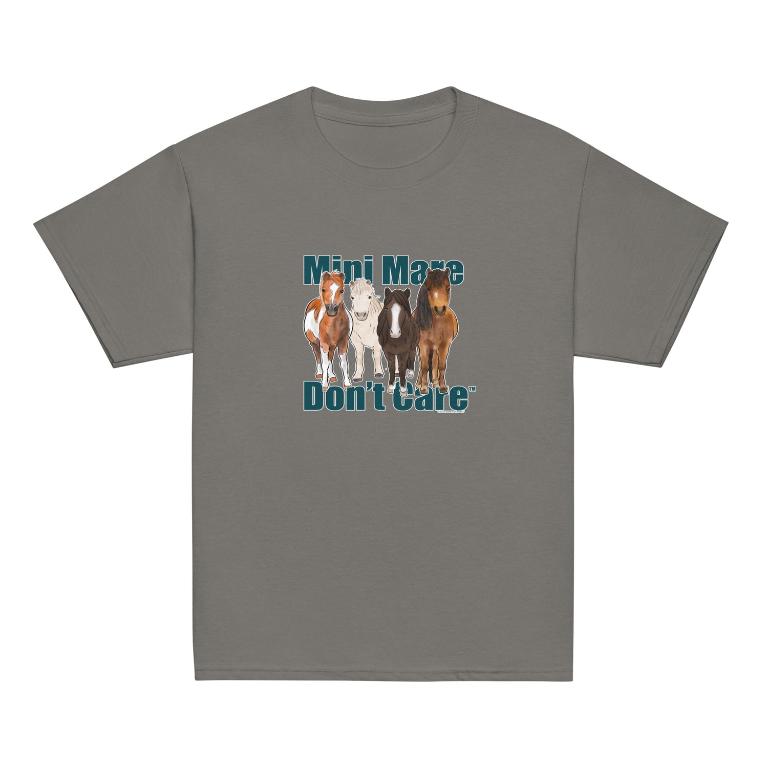 KIDS Mini Mare Don't Care T-Shirt by Katie Van Slyke - Charcoal