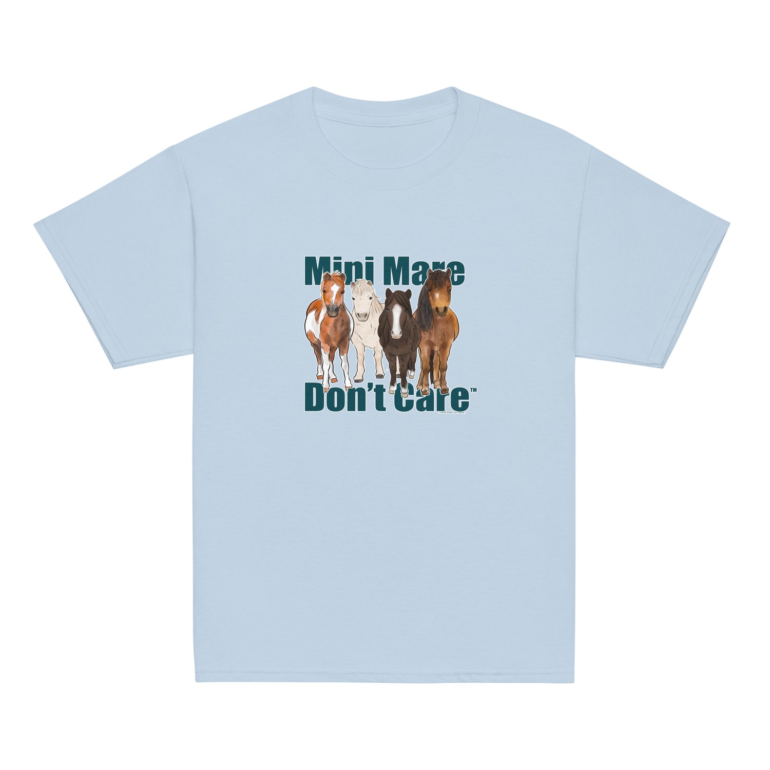 KIDS Mini Mare Don't Care T-Shirt by Katie Van Slyke - Light Blue